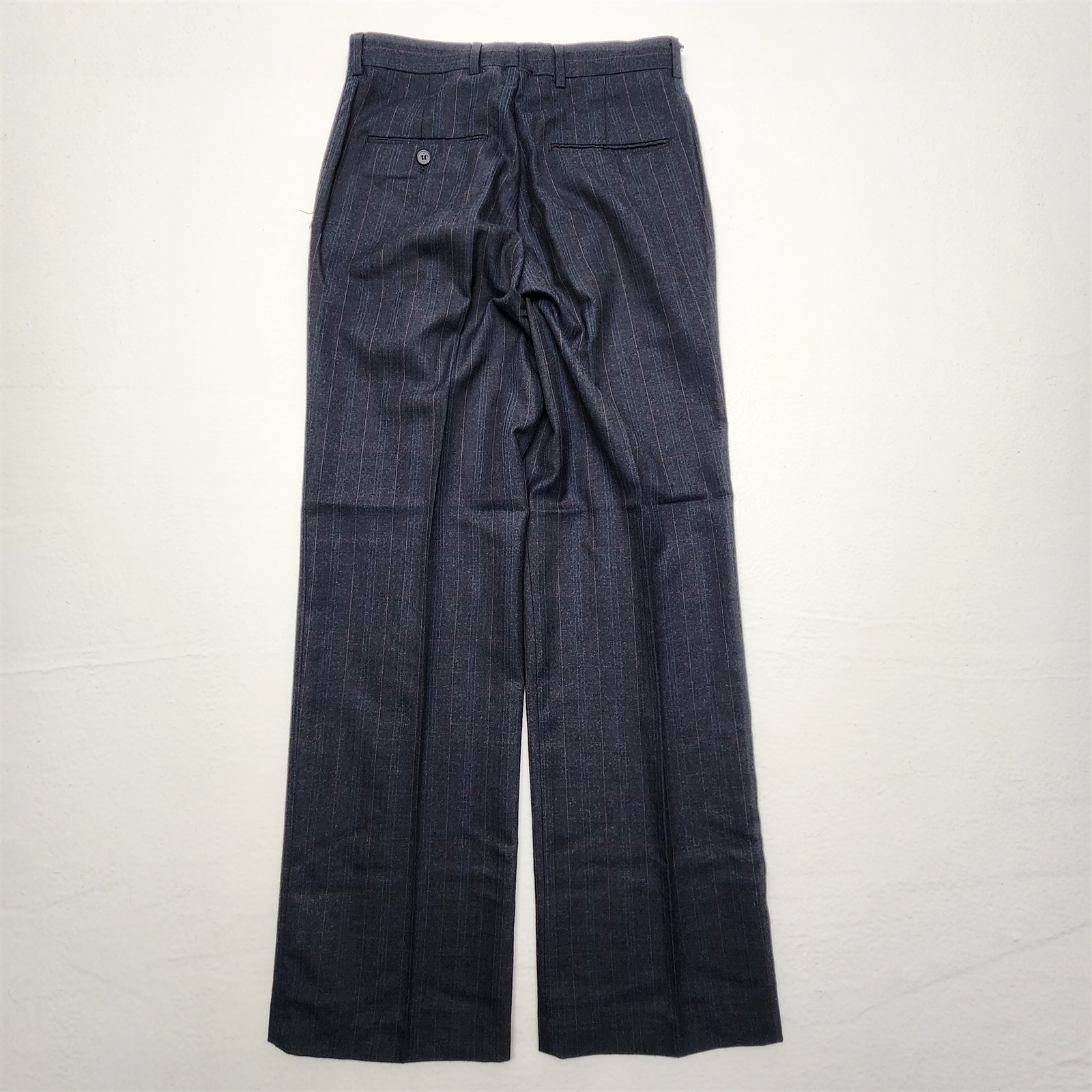 Vtg Old Money 28×30 Dark Gray Herringbone Check Wool Tweed Flat Front Mens Pants