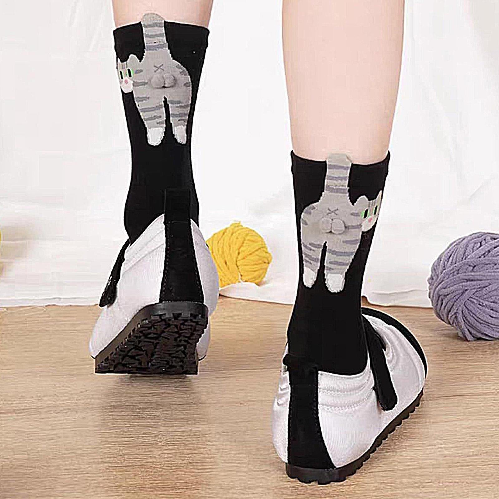 2 Pair Women’s Cute Cat Socks, Funny Novelty Animal Cat with Balls Socks Gift