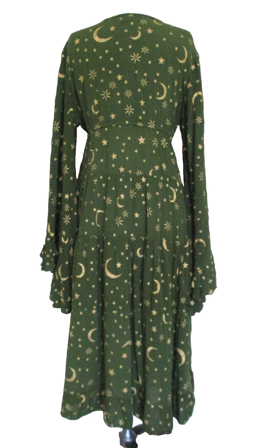 Karma Nepal Crafts Celestial Boho Goddess Duster Angel Bell Sleeve Moon Stars OS