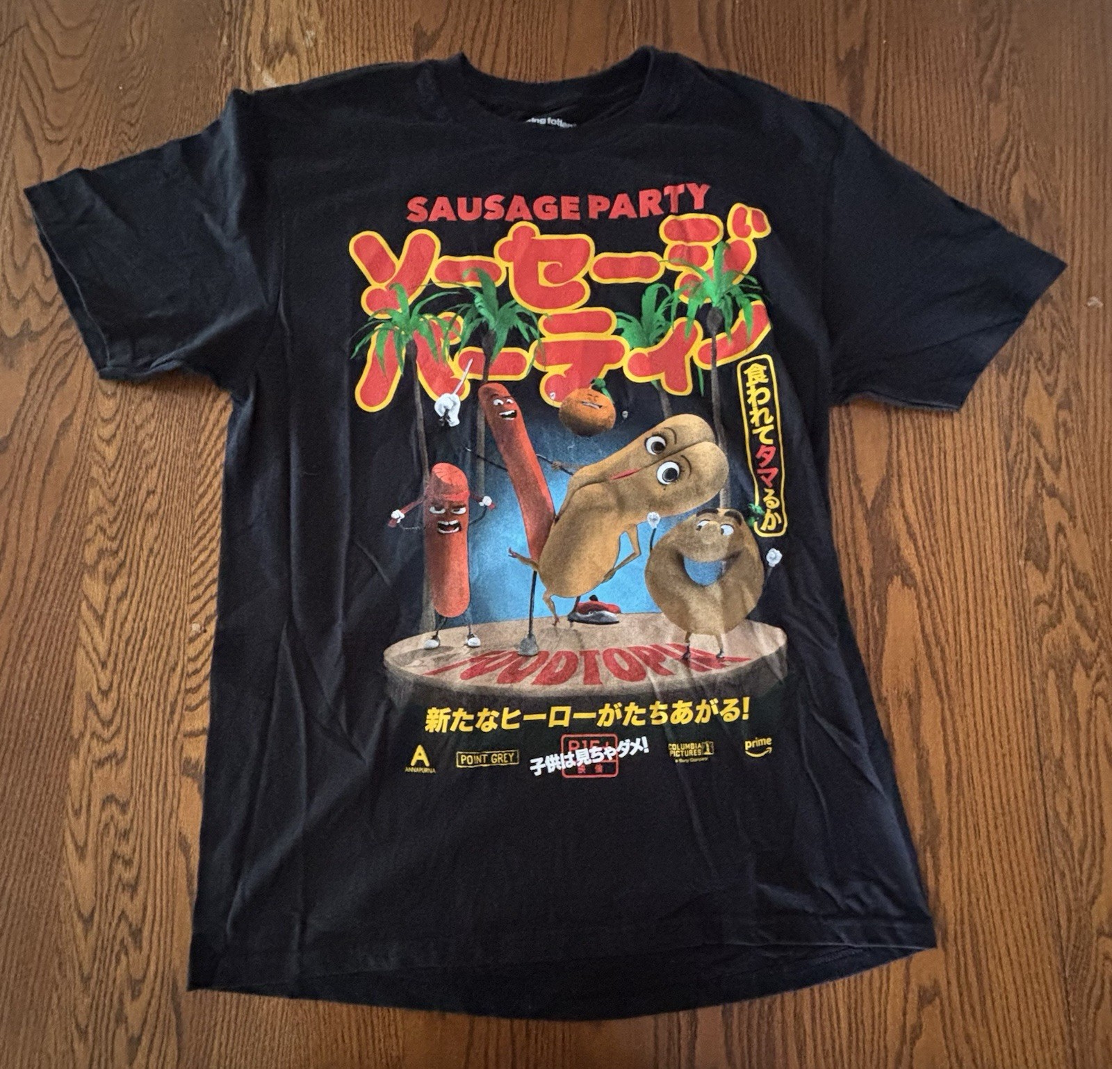 Rucking Fotten Sausage Party Black Shirt Adult Large Animated Movie Tee – Rare
