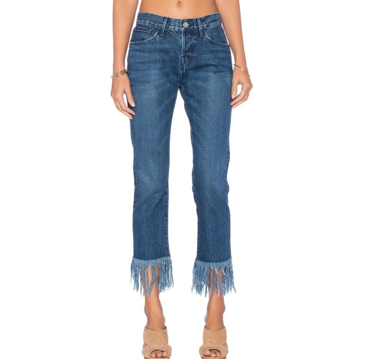 3×1 NYC Original Fringe Hem Lima Straight Denim Crop Selvedge Jeans 29 USA