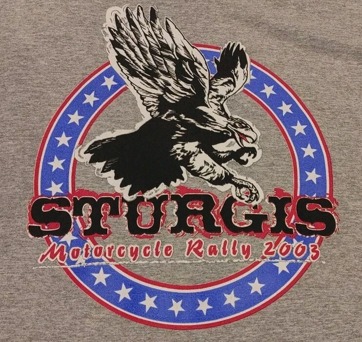 Sturgis Motorcycle Rally Gray 2003 Double Sided T-Shirt Men’s Size Large