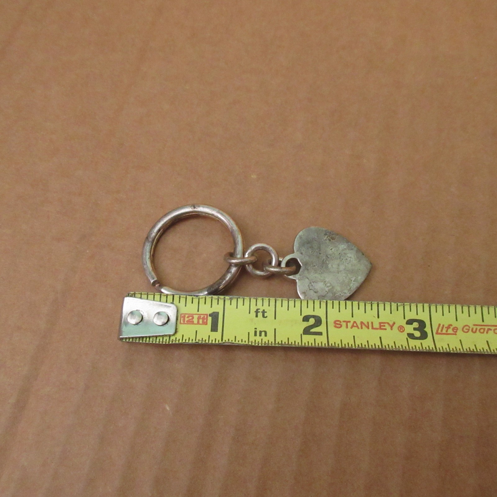 Vtg Small .925 Sterling Silver Split Key Ring Heart ITALY Star Arezzo 888 888AR