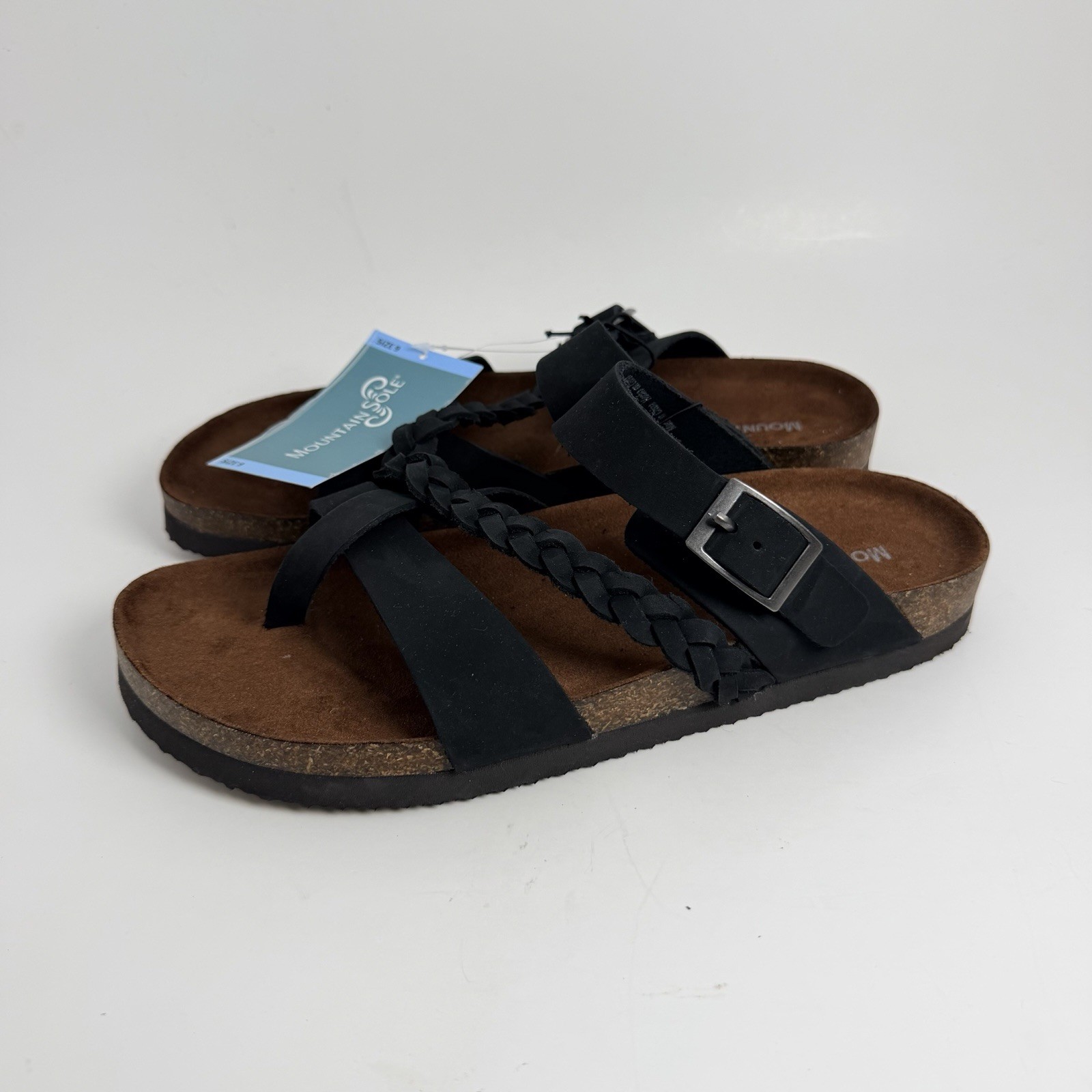 Mountain Sole Women’s Black Leather Sandals Size US 9