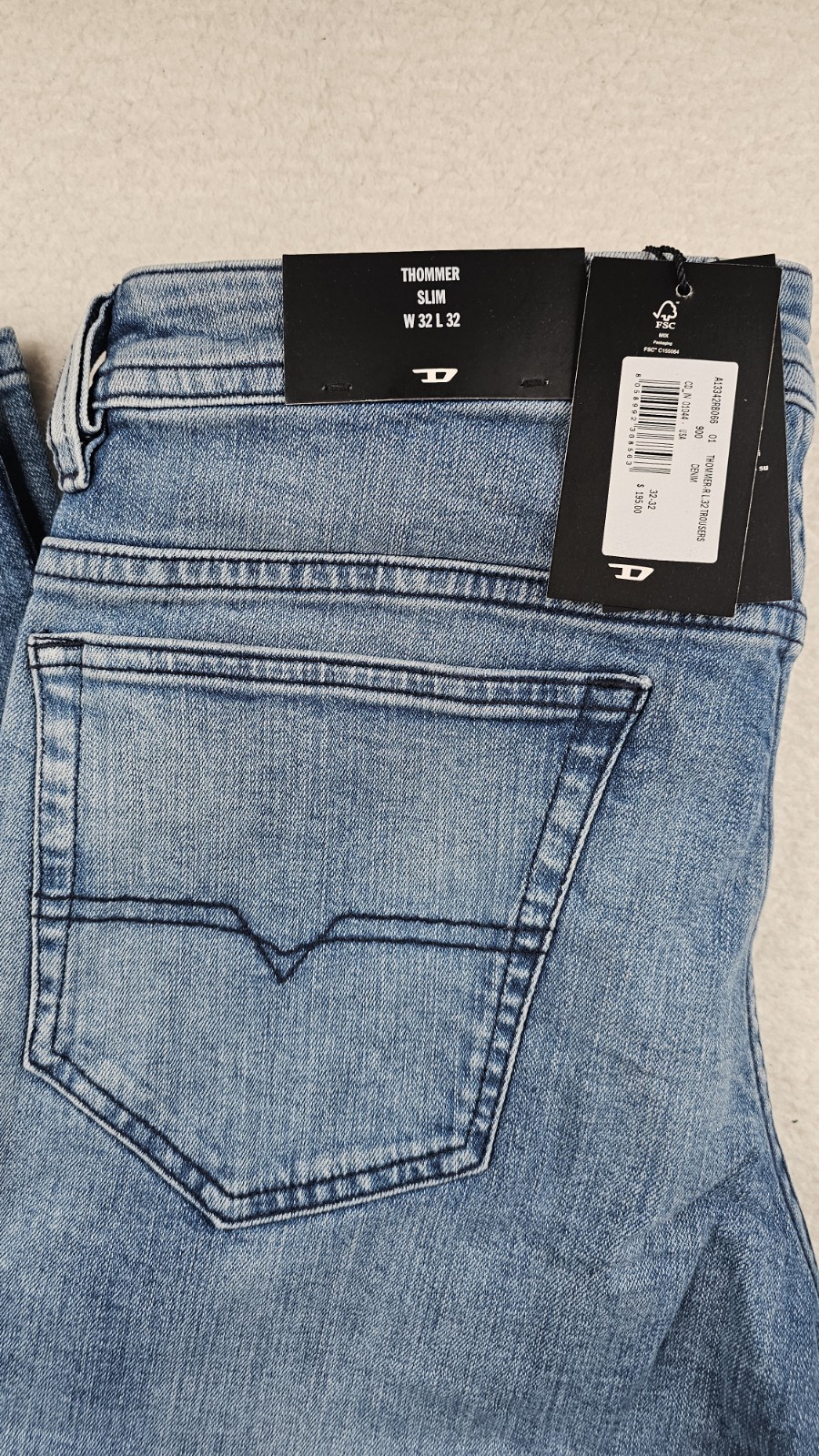 Diesel Thommer-R Slim Fit Jeans Mens 32×32 Light Blue Denim RB066 MSRP$195