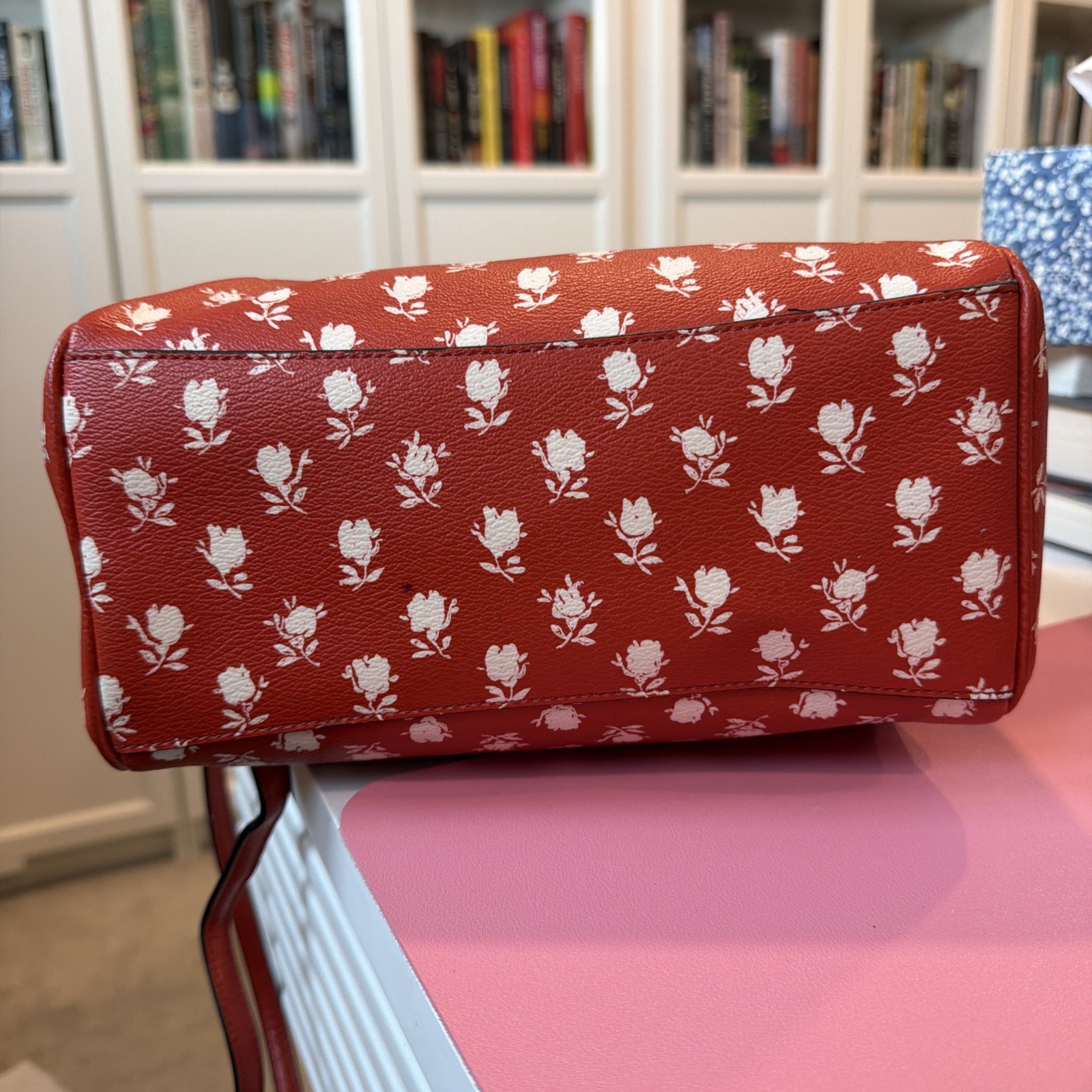 Coach Mini BENNETT Satchel In Floral Print Coated Canvas RED Crossbody