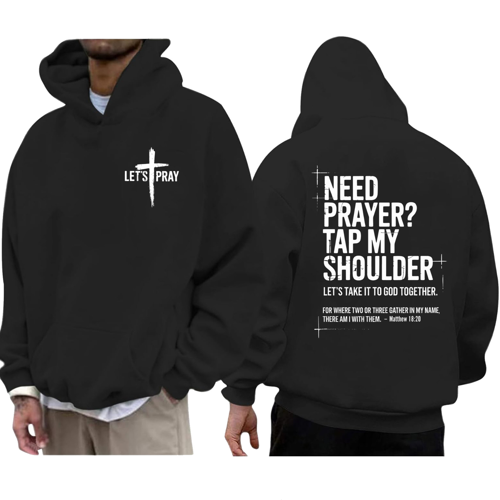 Need Prayer Tap My Shoulder Bible Verse Christian On Back Pullover Hoodie