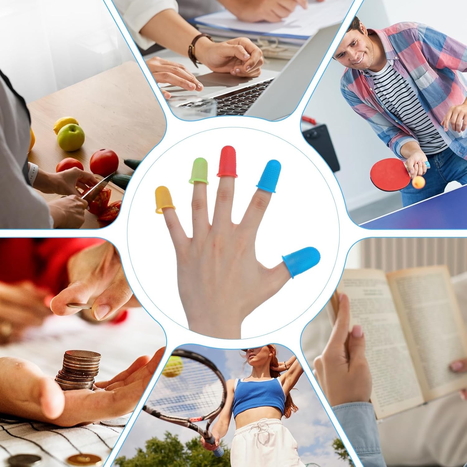 40 Pcs Rubber Finger Tips Office Silicone Thumb Protectors Anti-Slip Grip