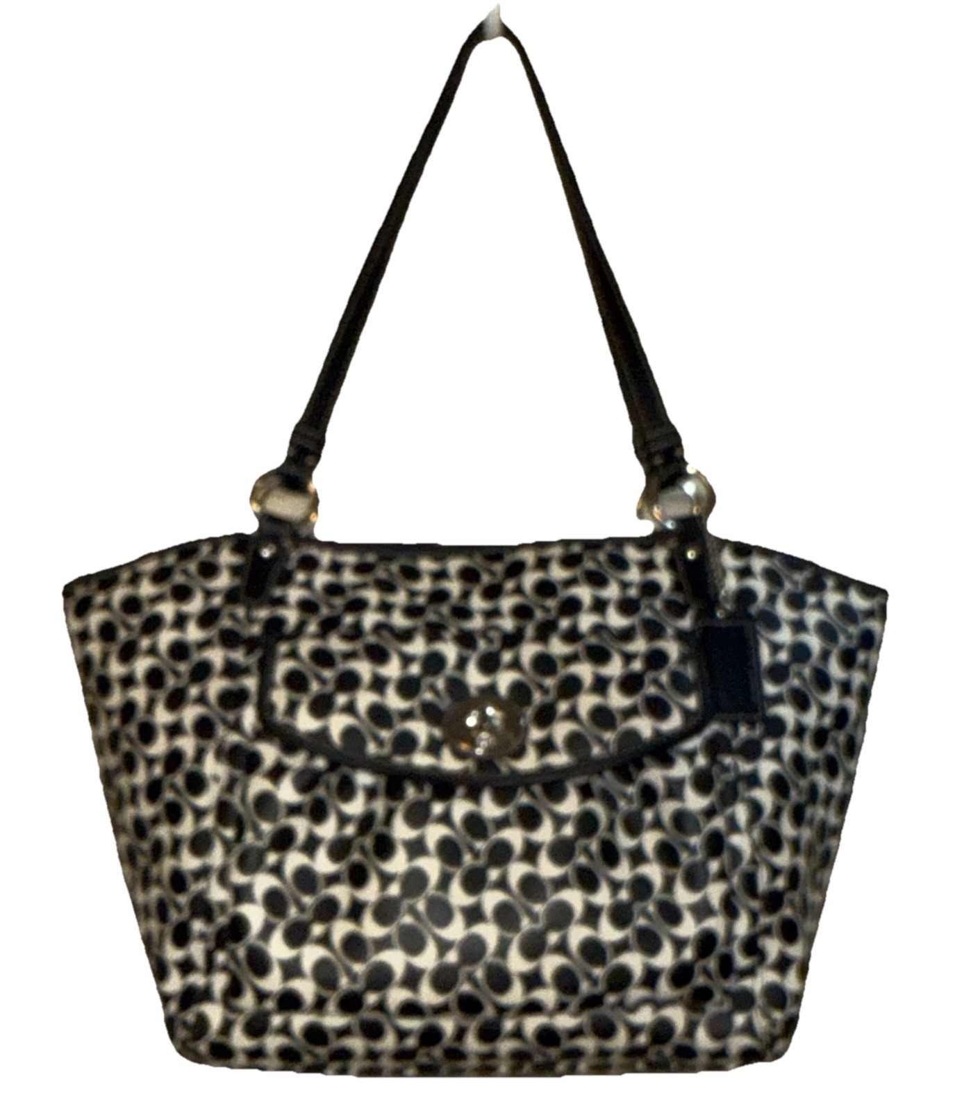 Coach Chelsea Leah Black and White Signature C Monogram Shoulder Bag Retail $298