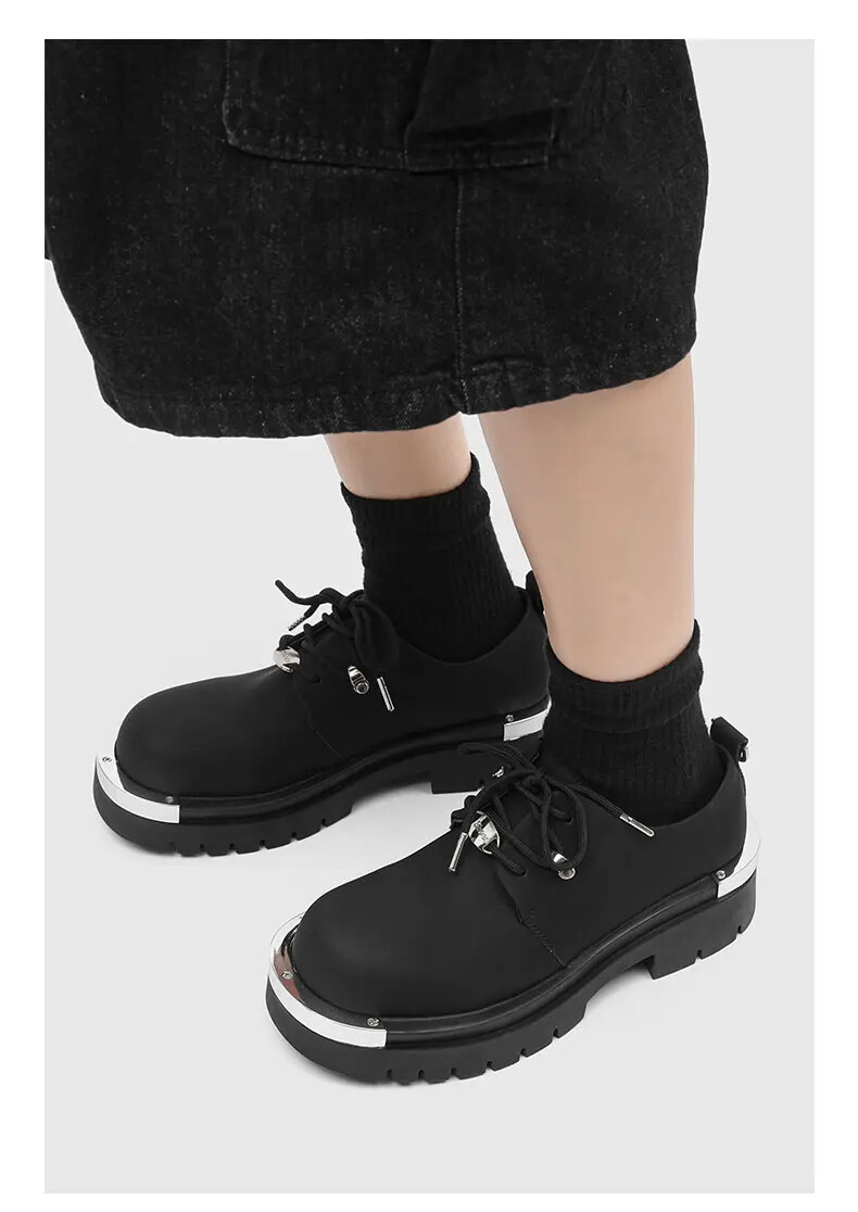 Mens Metal Round Toe Casual Lace Up Dress Formal Business Platform Fashion Shoes