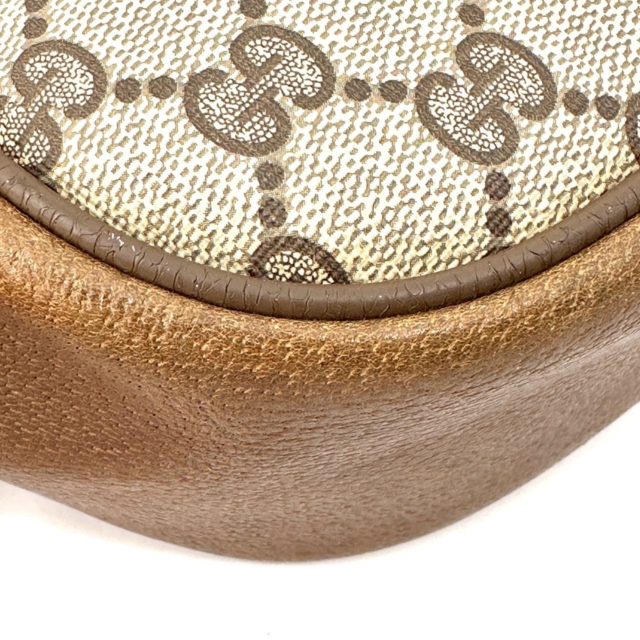 Vintage GUCCI Shoulder Bag Sherry Line PVC Leather GG Beige Authentic