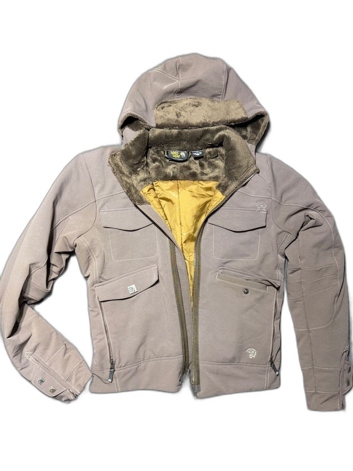 Mountain Hardwear Women’s Hooded Fleece Lined Softshell Jacket Brown Size Small