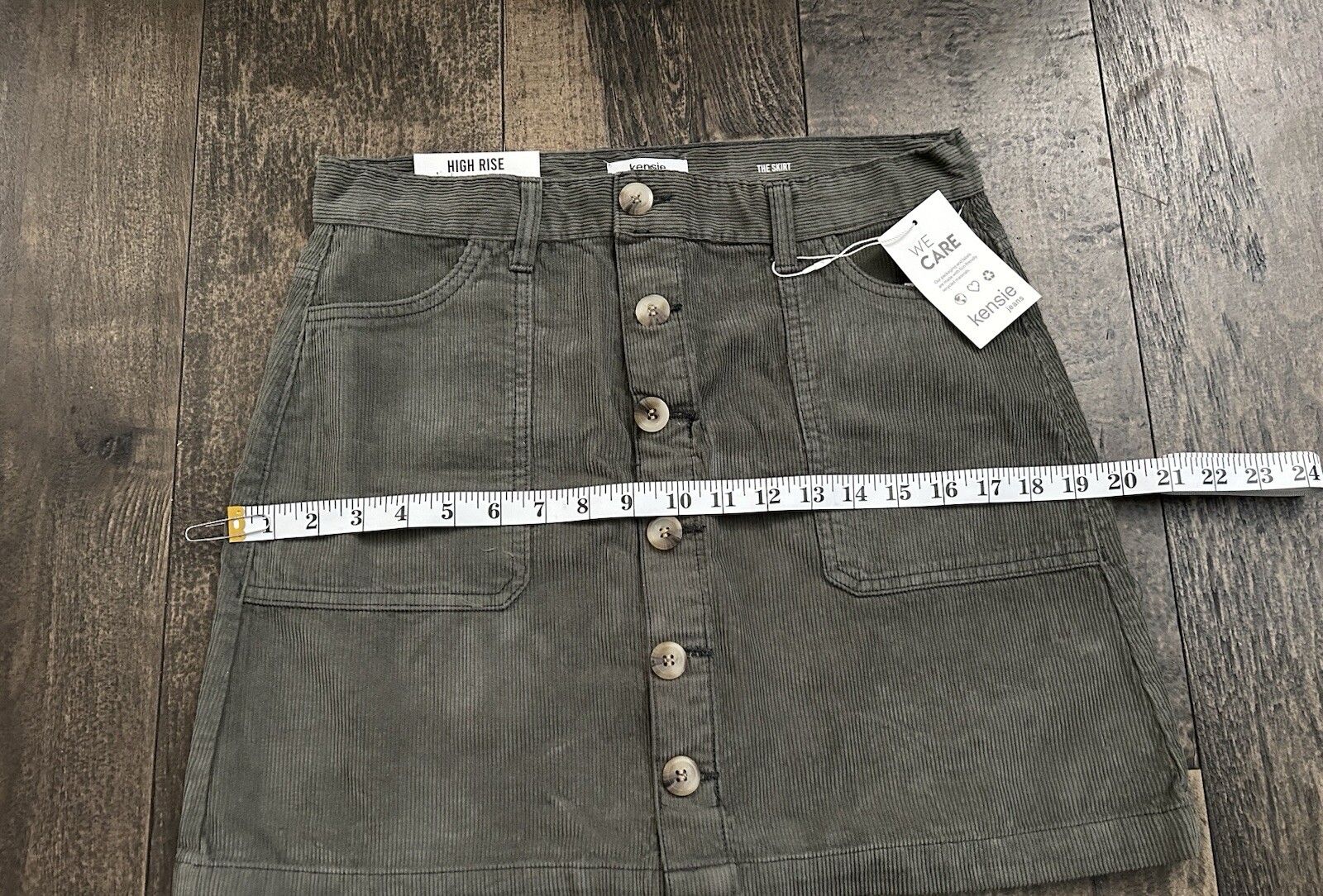 Kensie Womens Cotton Corduroy High-Waist Mini A-Line Skirts Green Size 8/29
