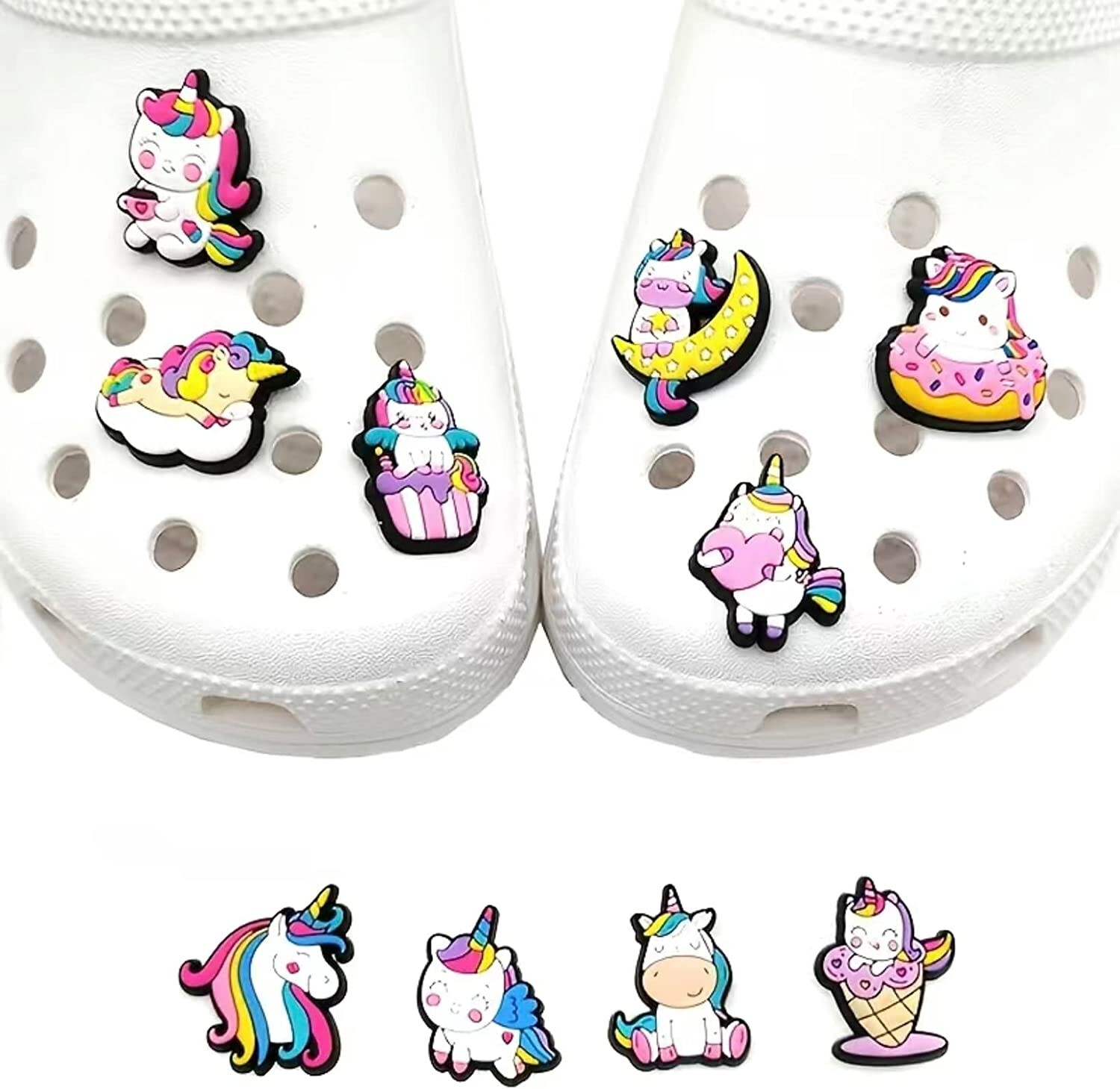 10 PCS Unicorn Croc Charms Decoration, Non-repeating Charms Accessories for Kids