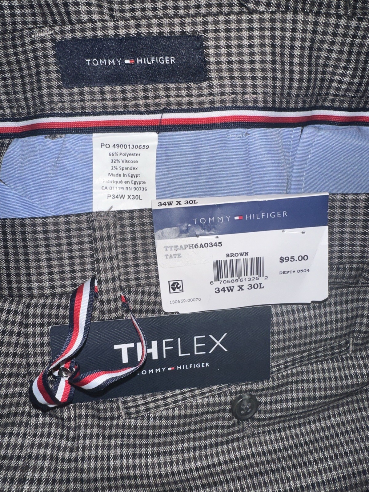 Tommy Hilfiger Men’s Modern-Fit Stretch Performance Pants In Brown – Size 34×30