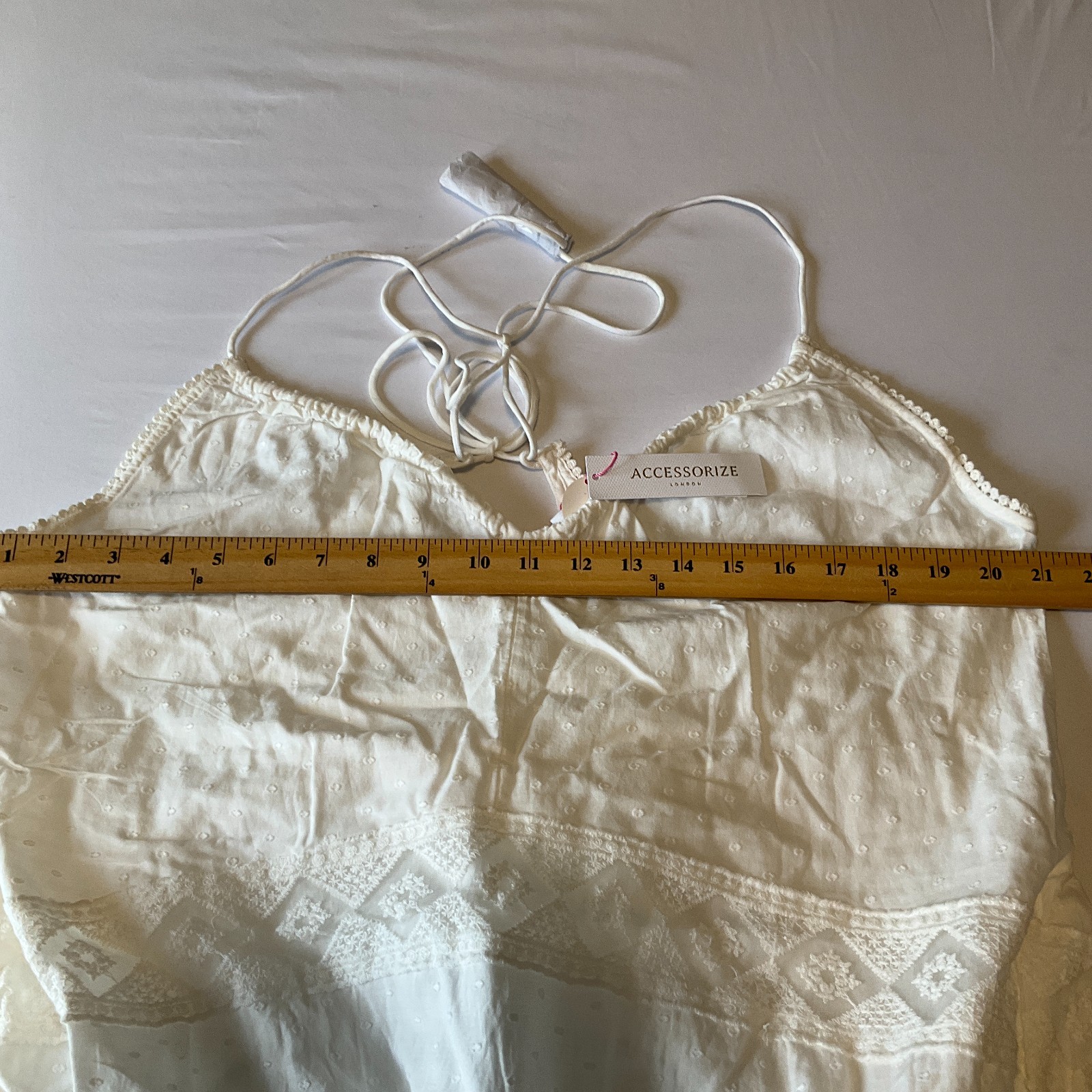 Accessorize London Beach Maxi Day Dress Womens Size L White Straps Lace Lined