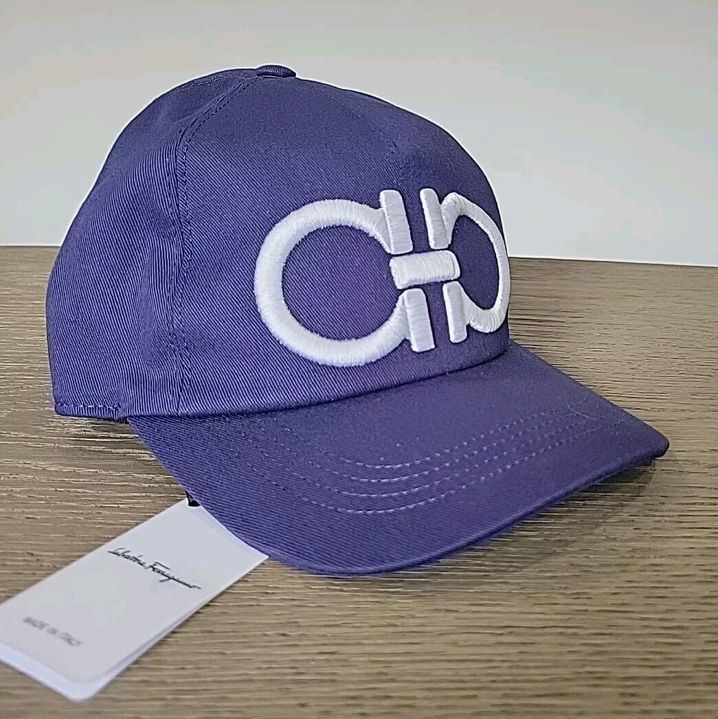 Salvatore Ferragamo Blue Gancini Baseball Cap New With Tags $350