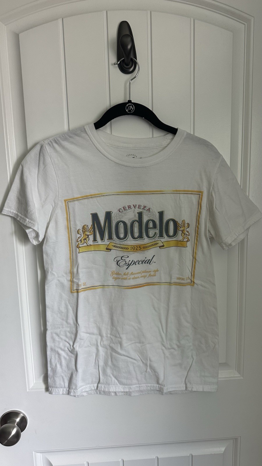 Modelo Especial 1925 Beer White Graphic Tee Shirt Small Cotton Ripple Junction