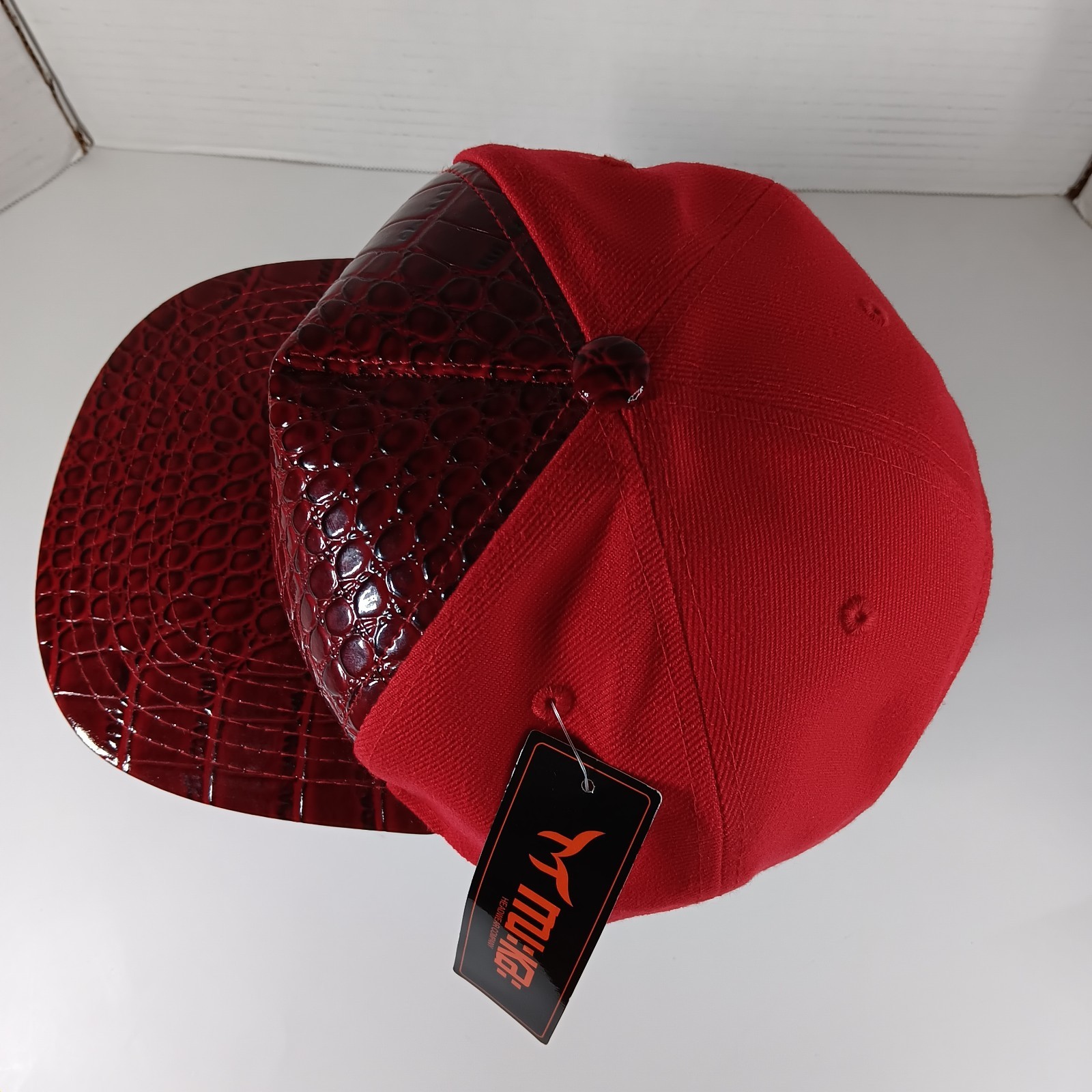 Muka Hat Reptile Animal Print Patent Leather Red Snapback Streetwear NWT