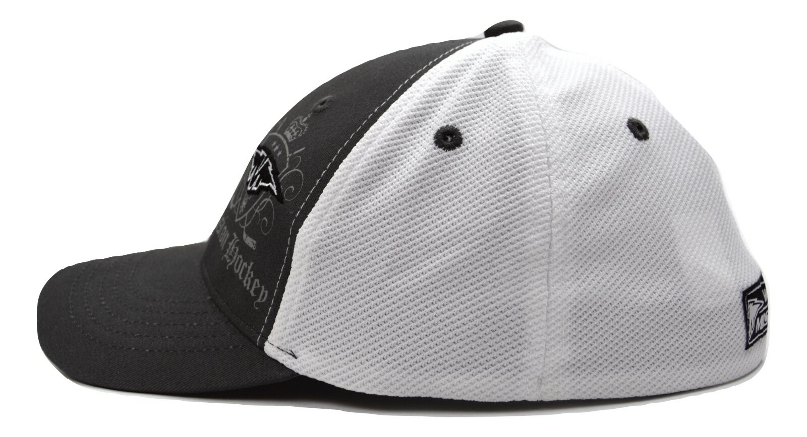 Mission Hockey Gray & White Mesh Back Flex Fit One Size Fits Most Hockey Cap Hat