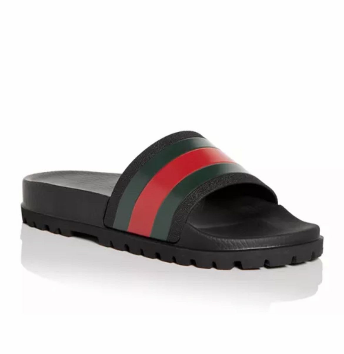 Gucci Web Men’s Rubber Slide Sandal – Black Rubber, US 11