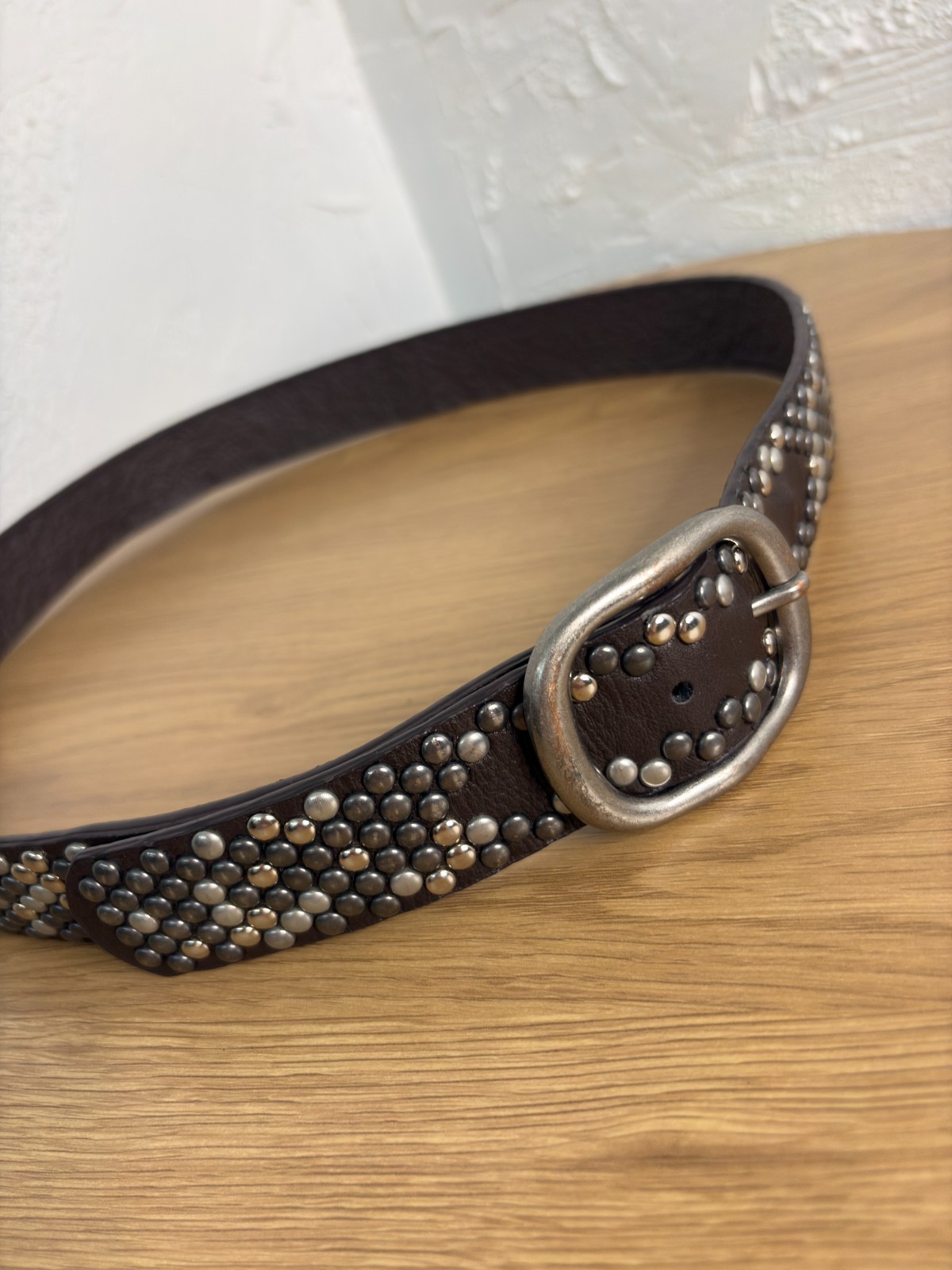 Studded 90’s Y2K Belt Womens Large Mixed Metals Black Biker Rocker Punk Metal 14