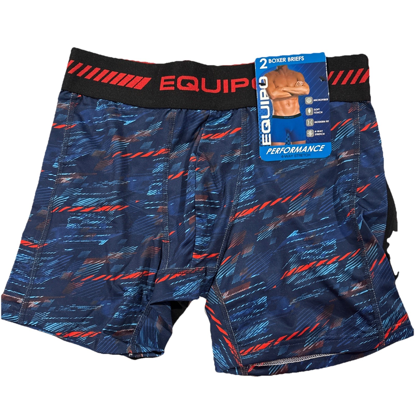 Men’s Equipo 2-pk. Boxer Briefs Size Small Red, Blue & Black NWT
