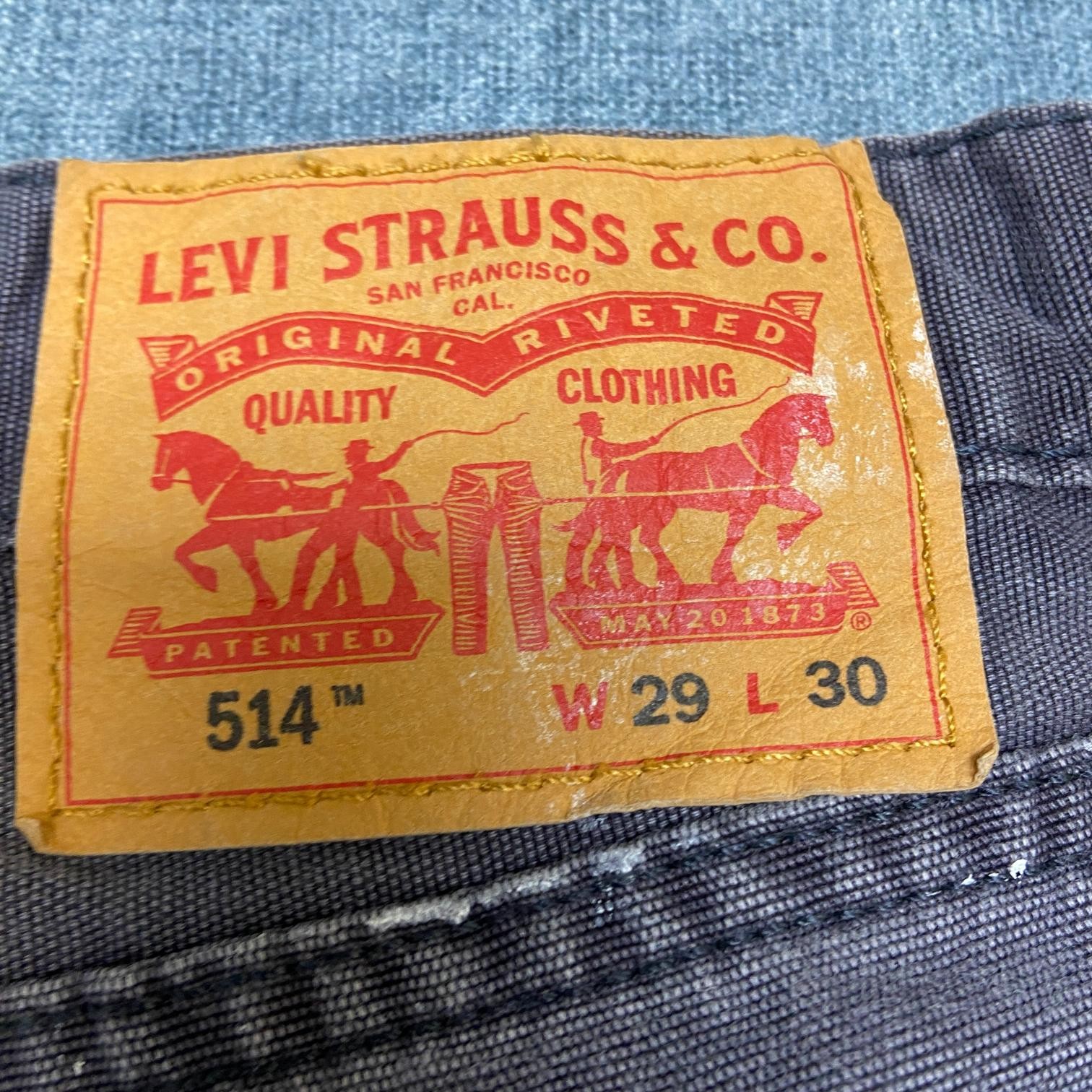 Levi’s 514 Jeans Mens 29×30 Gray Denim Everyday Wear Light Wash Straight Fit