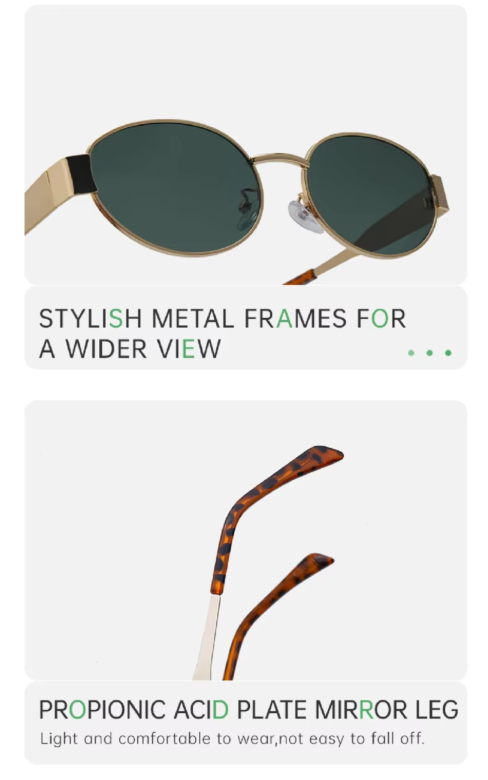 Polarized Sunglasses “Triomphe” Oval Shape Retro Metal Frame UV400 Women Men