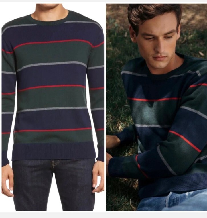 Rails Kent Rugby Sweater Men Large Hunter Striped Wool Blend Preppy Hipster New