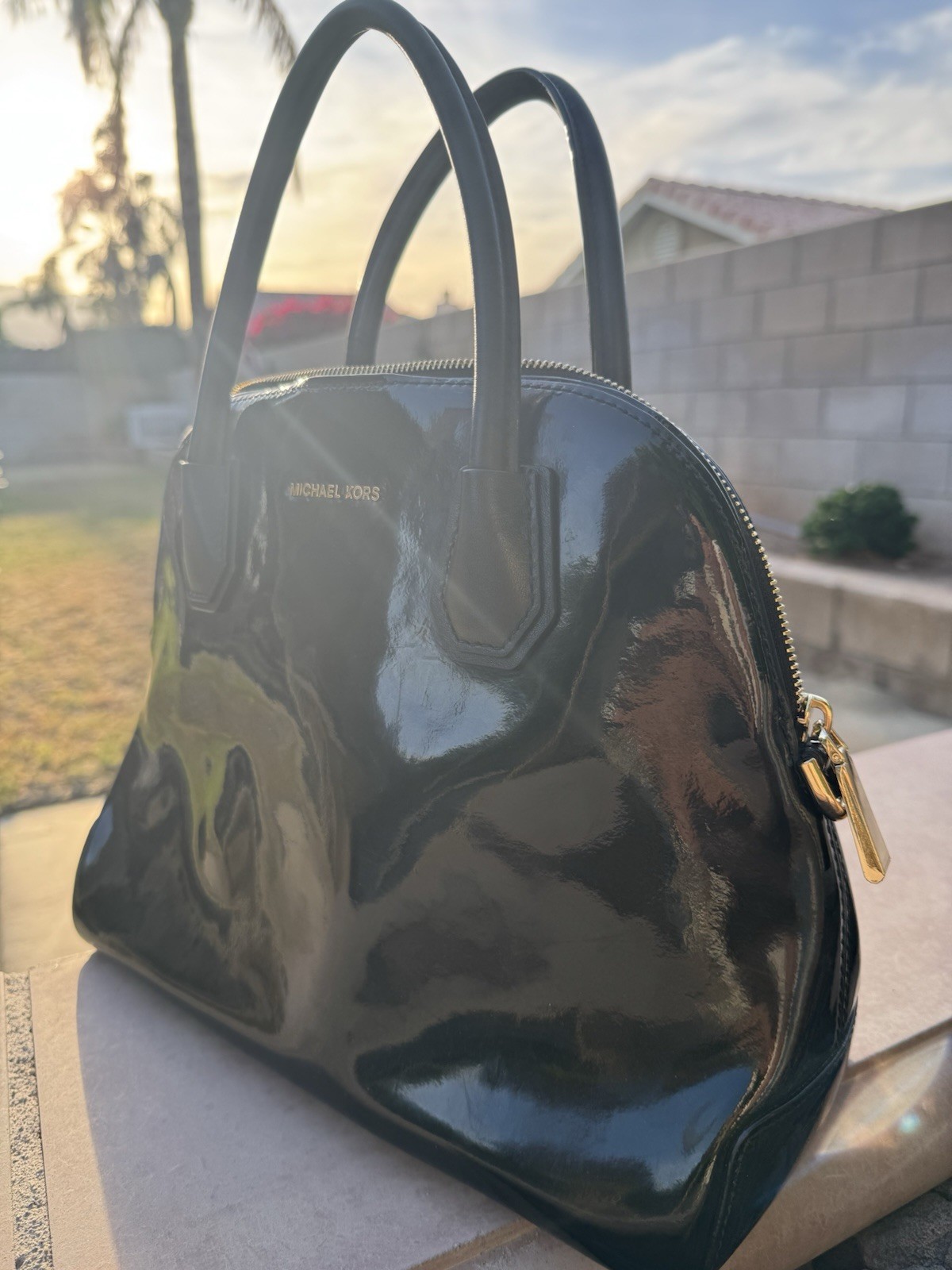 Michael Kors Patent Leather Satchel Handbag Classic Everyday Use
