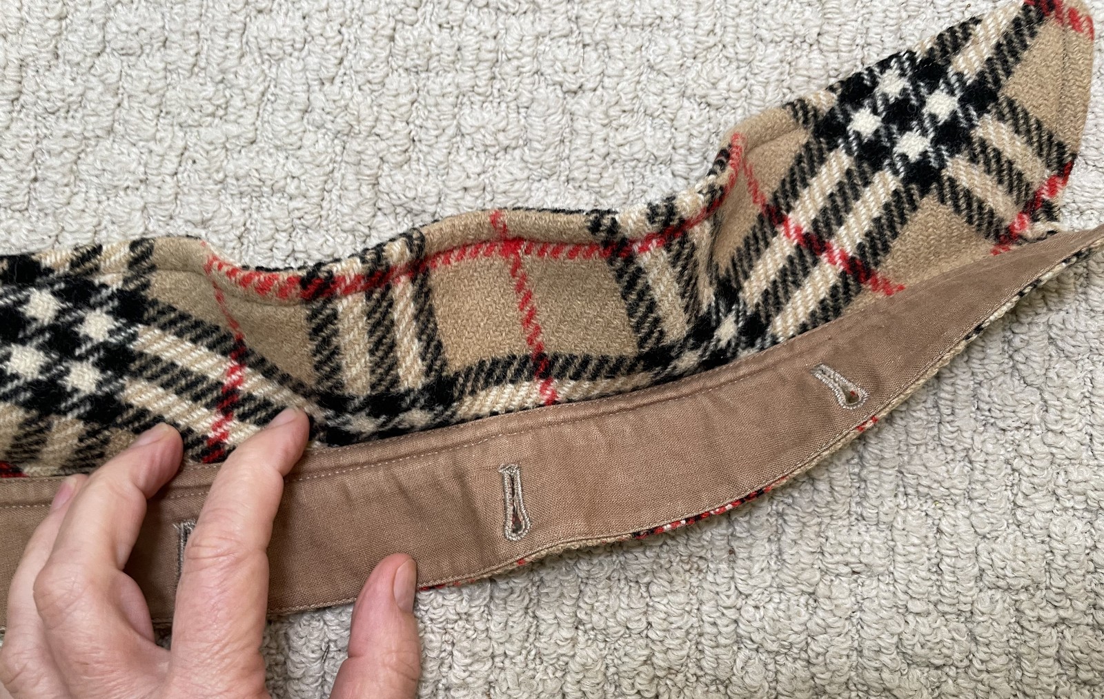 VTG Burberry’s Nova Check Trench Coat Lining + Collar ONLY S M L Wool Zip In Out