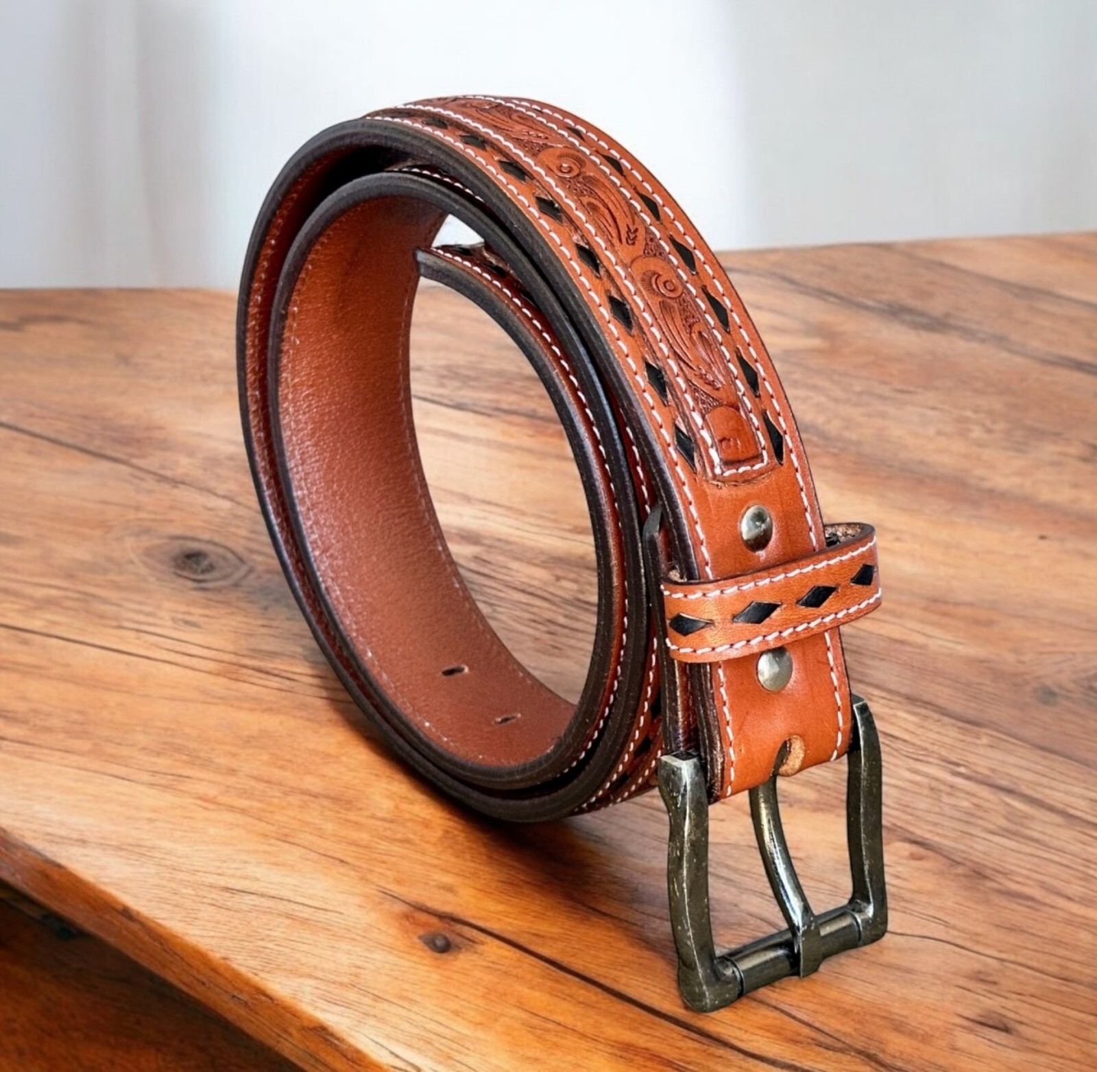 Handmade Heavy Duty Leather Work Tool Gun Belt 1.5″ Thick Belt Removable Buckle