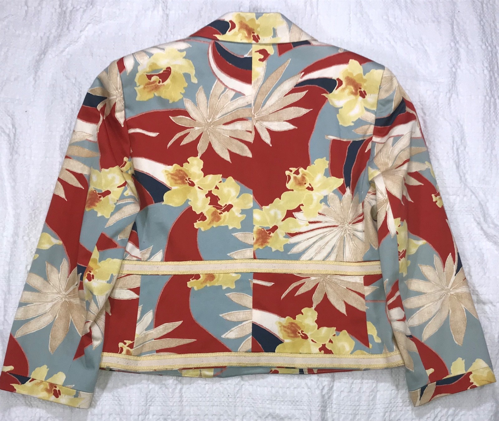 Harve Benard Womens Sz 10 Bight Spring Floral Print Cotton Stretch Blazer
