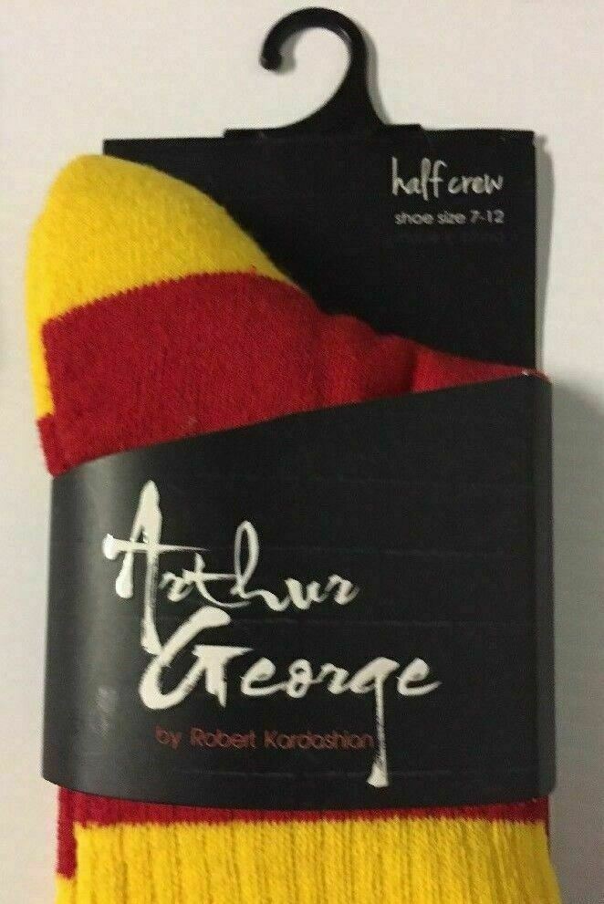 One Pair of Arthur George Love Hurts Half Crew Socks Size 7-12 Red/Yellow