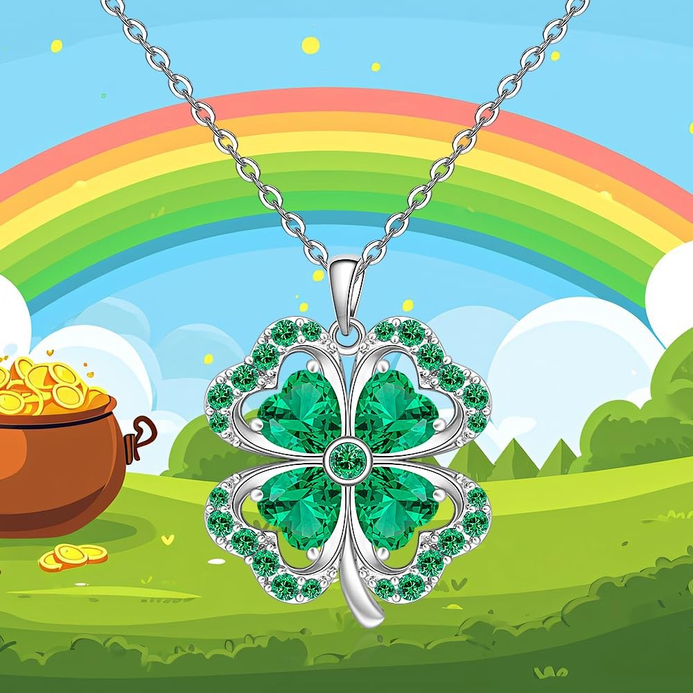 Talonior Shamrock Necklace St Patricks Day 0.86×0.9 inch, Green