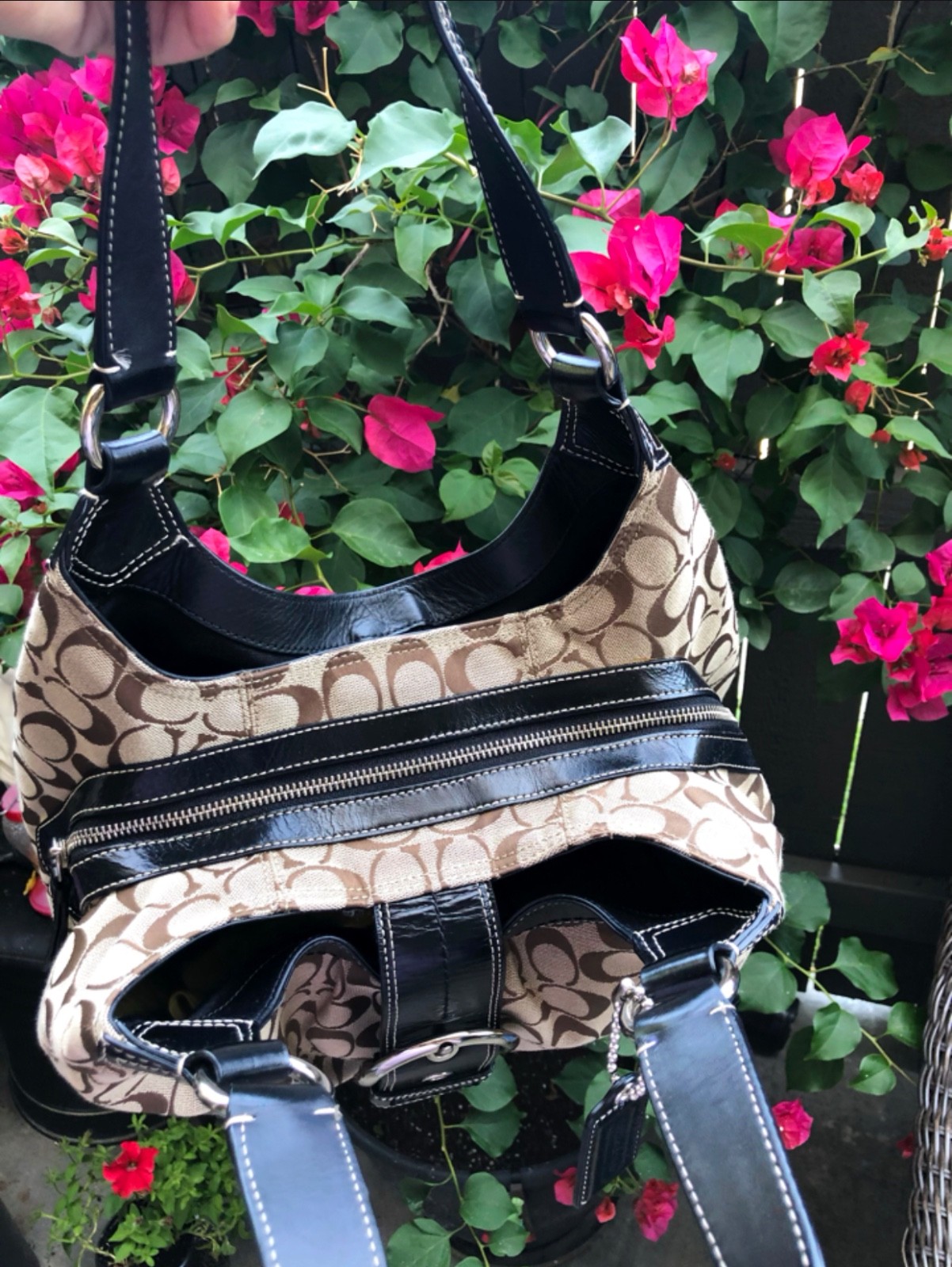 Coach Soho Lynn Large Hobo Shoulder Y2K Bag Brown Canvas F15083