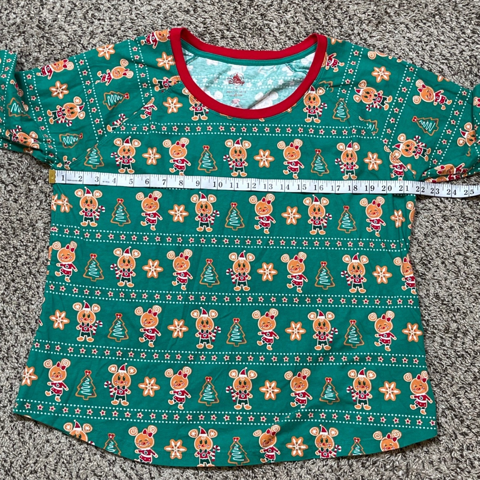 Disney Store Mickey Mouse & Friends Green Holiday Pajamas Set XL Gingerbread