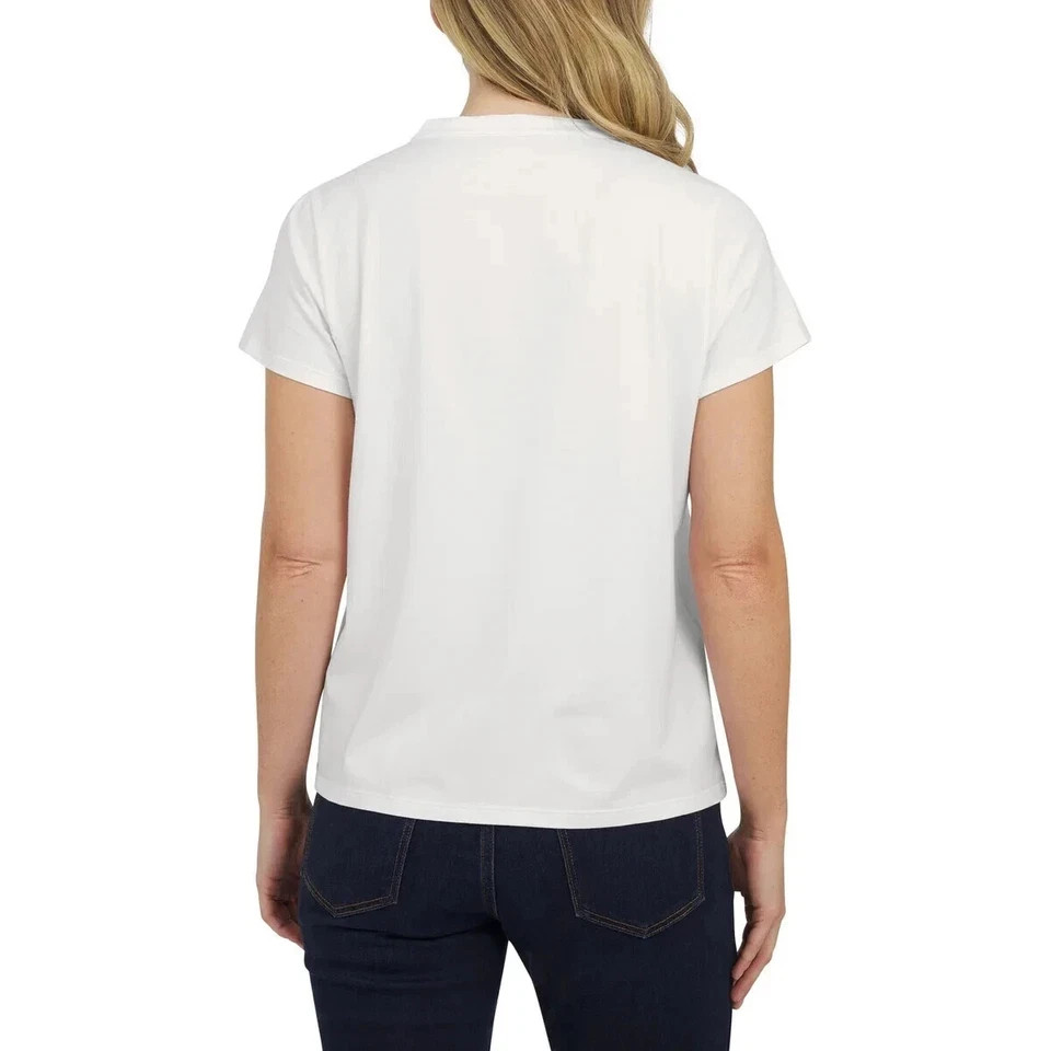 Lands’ End Women’s Short Sleeve Pintuck Blouse, White, Size XL