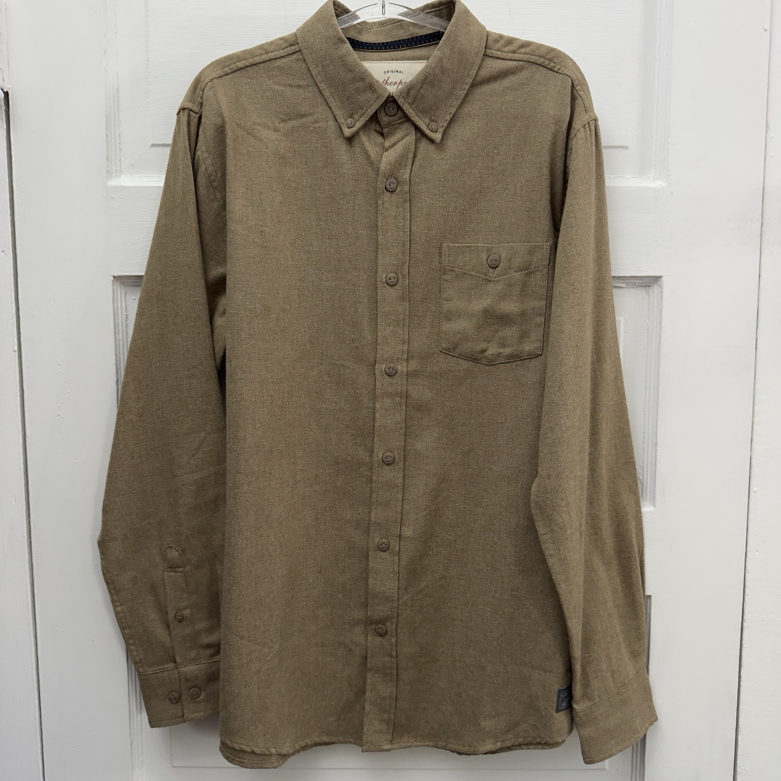 Casual Workwear Button Down Shirt Weatherproof Vintage Men’s M Brown