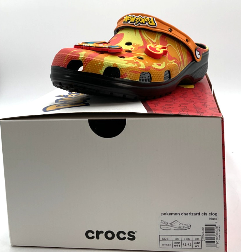 Pokémon x Crocs Charizard Classic Men’s 9 / Women’s 11 Fire Orange Clogs NIB