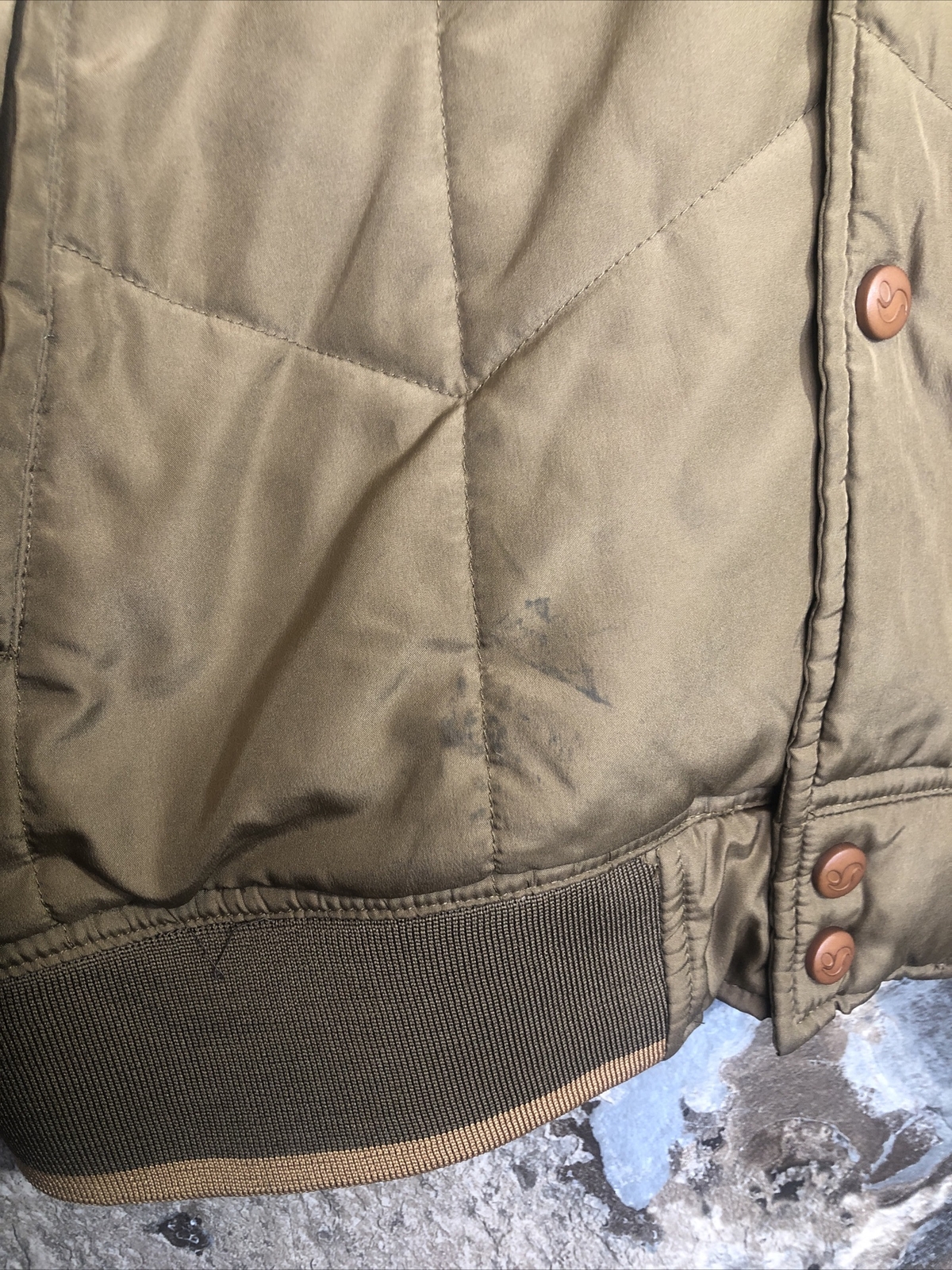 DVS Shoe Company Mens M Medium Bomber Quilted Skater Jacket Brown Snap Button