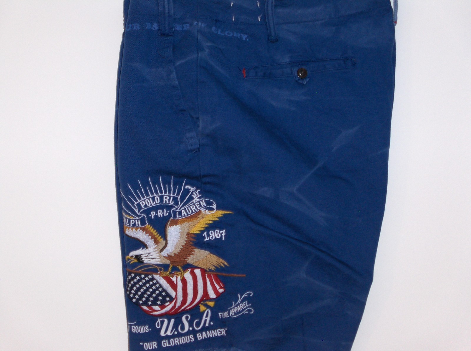 POLO RALPH LAUREN Men’s Eagle USA Flag Vintage Straight Fit Flat Front Shorts