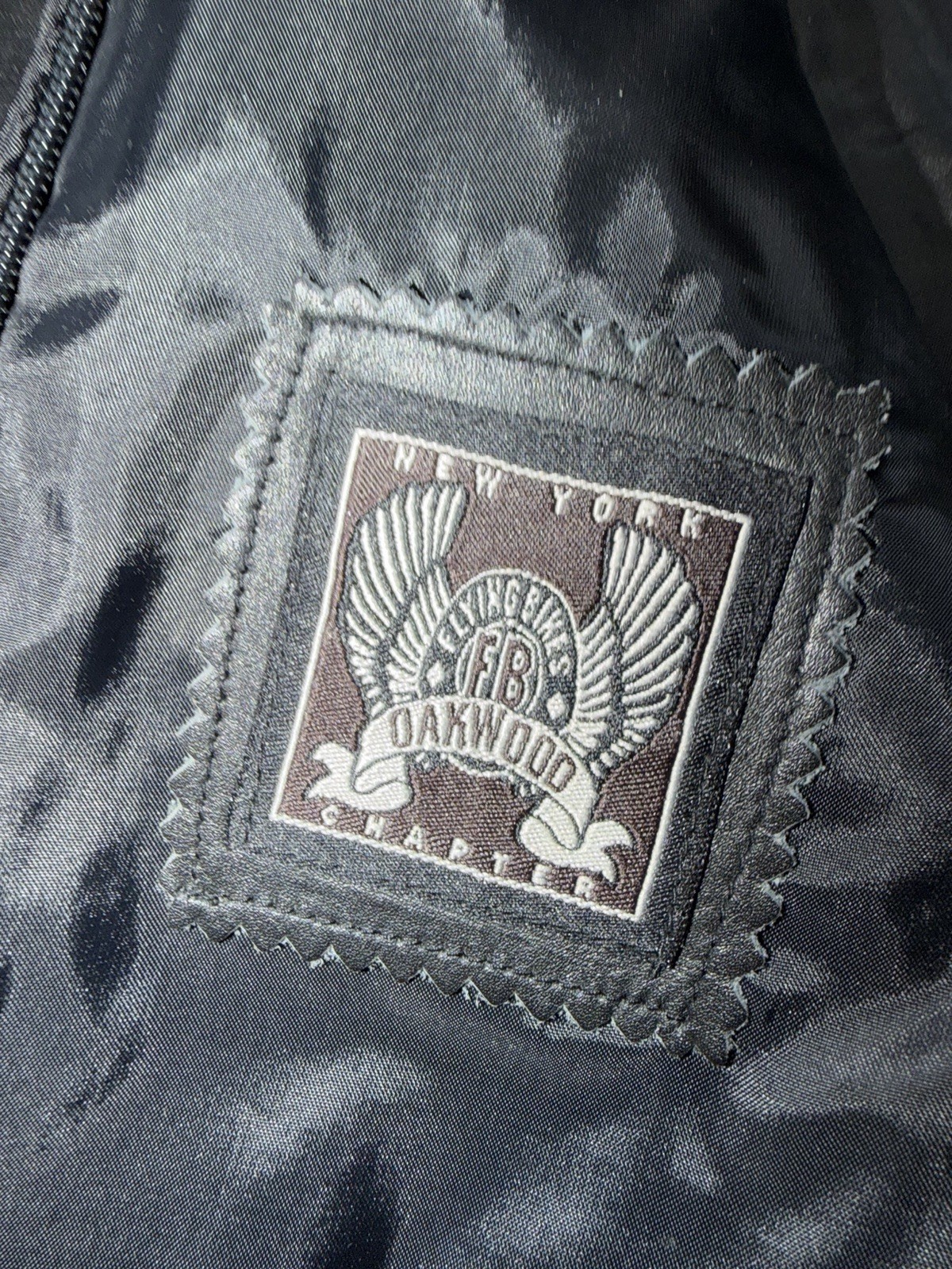 Flying Bikes Oakwood Leather Jacket Size L Black NY Chapter 3M Thinsulate