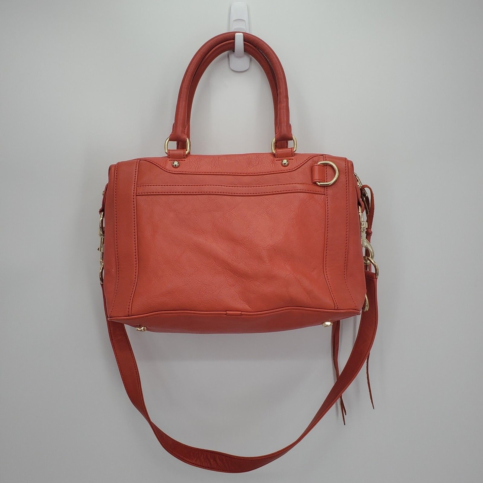 Rebecca Minkoff M.A.B. Mini Satchel Handbag 100% Leather Orangish Red