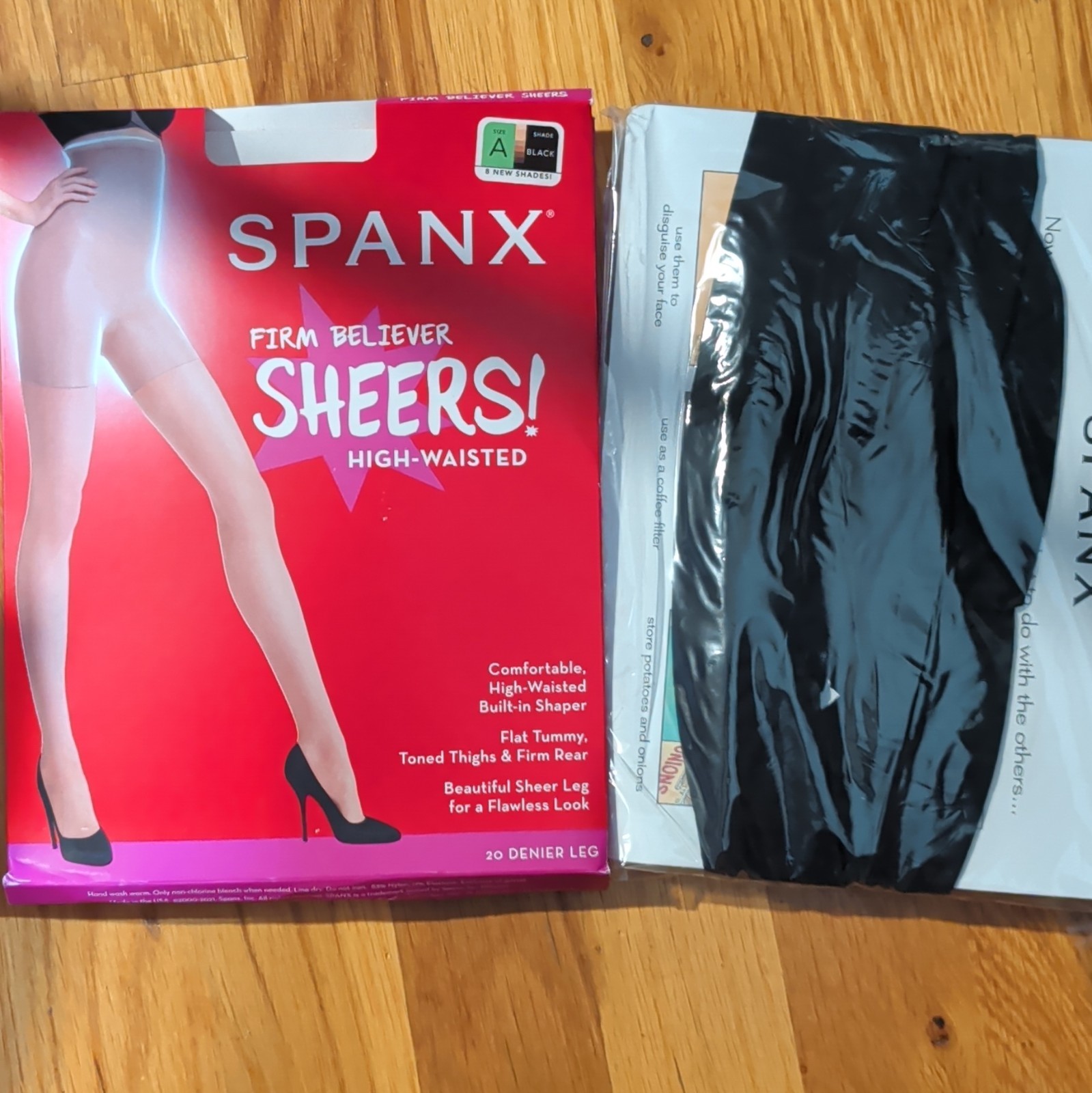 SPANX Firm Believer Sheer High-Waisted Shaper Tights 20D Black Womens Size A S1