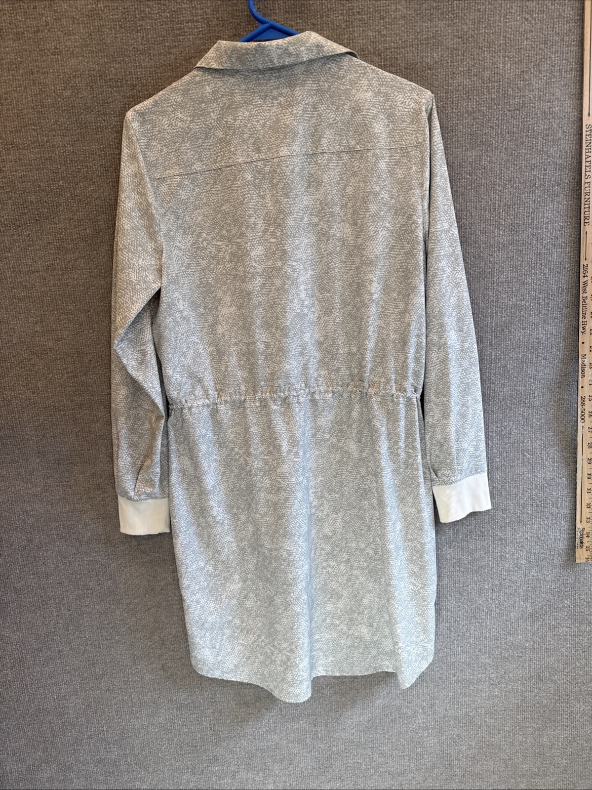 ATHLETA Dress Womens Size M Zuma Shirtdress V-Neck Gray Drawstring Stretch EUC