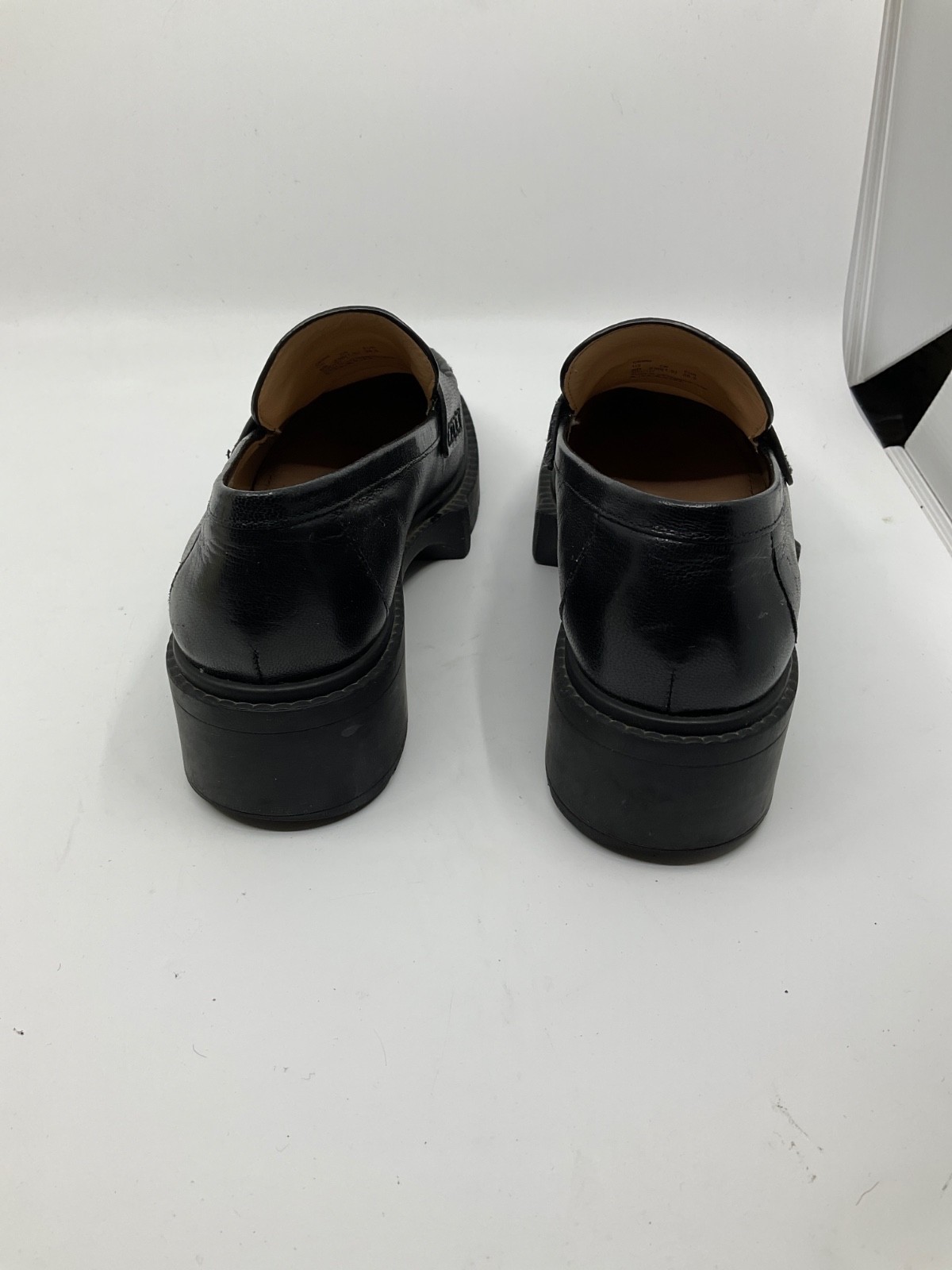 Coach Leah Platform Lug-Sole Loafers Black Size 6B Chunky Leather