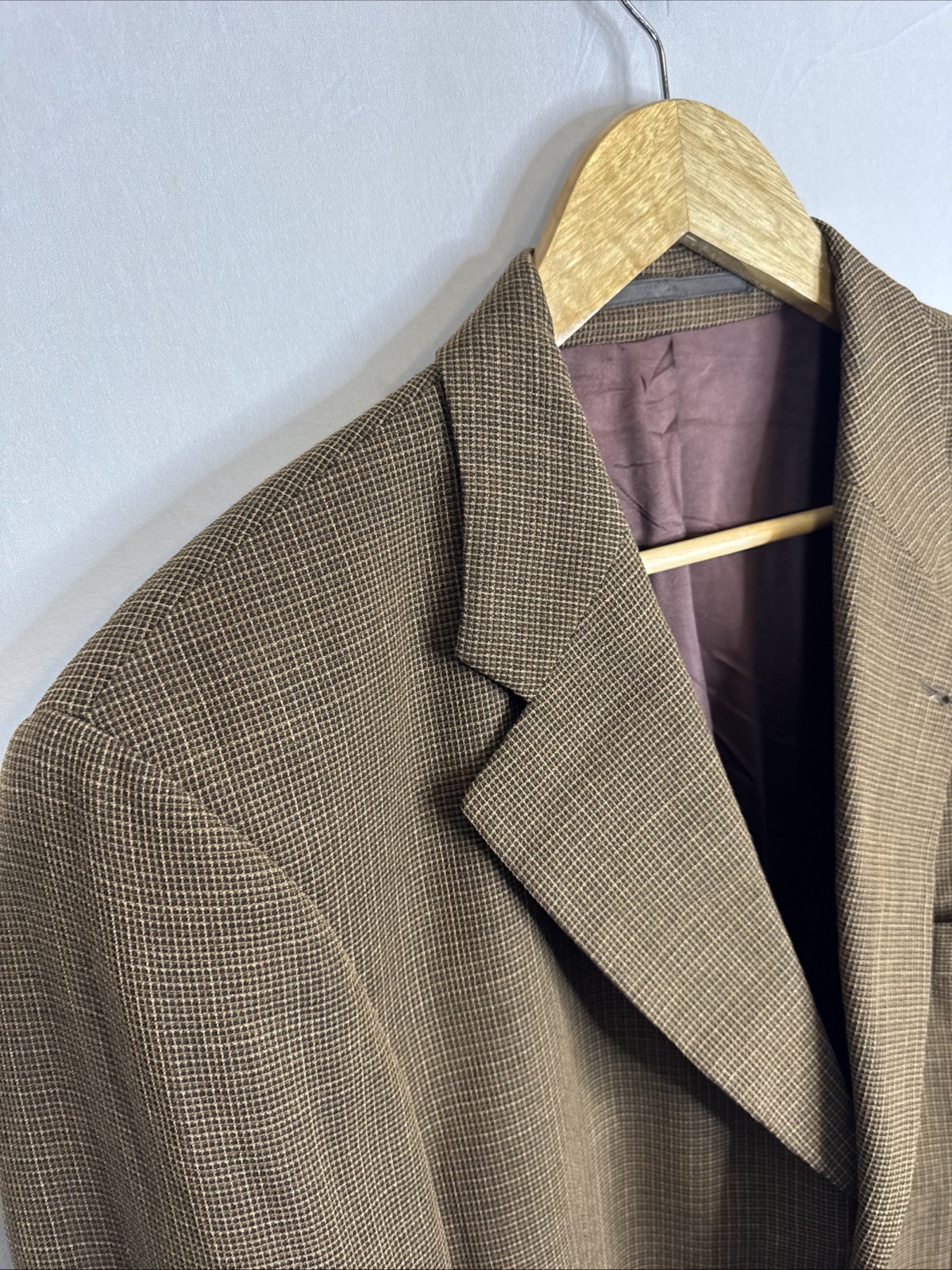 Strellson Brown Micro-Check Sport Coat Blazer Men’s 44 Est Italy Tailored