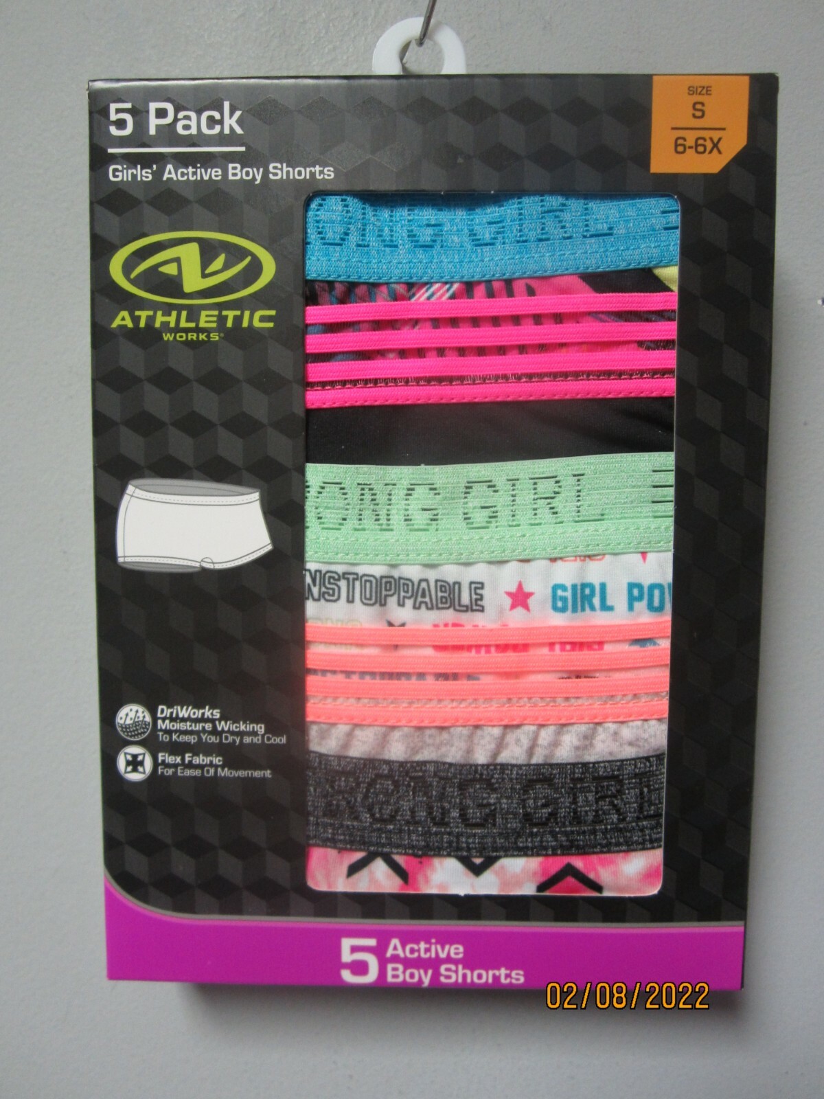 Athletics Works Youth Girls’ 5-Pack Active Boy Shorts Underwear Size S (6-6X)